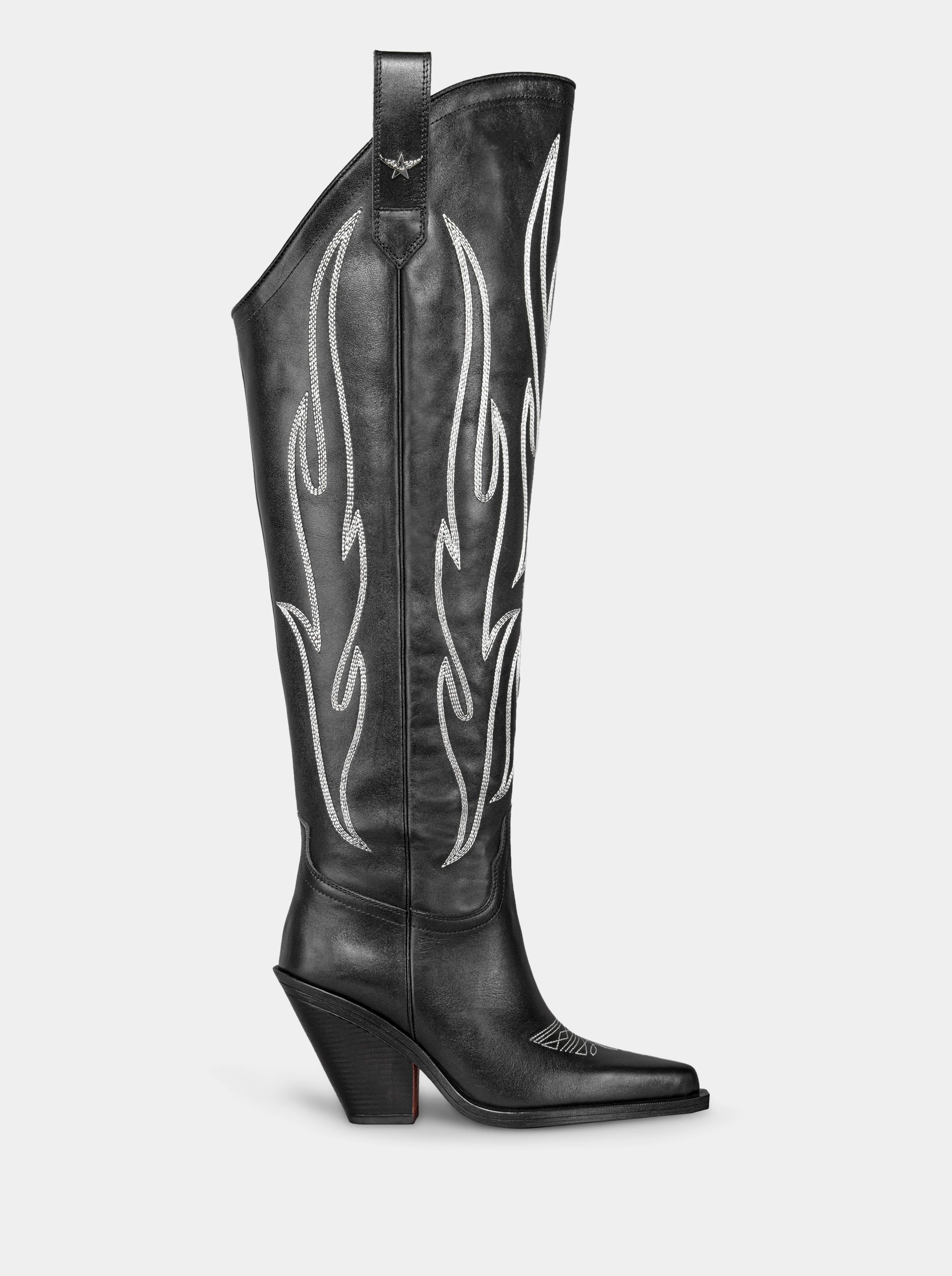 CROWN BLACK LEATHER BOOTS