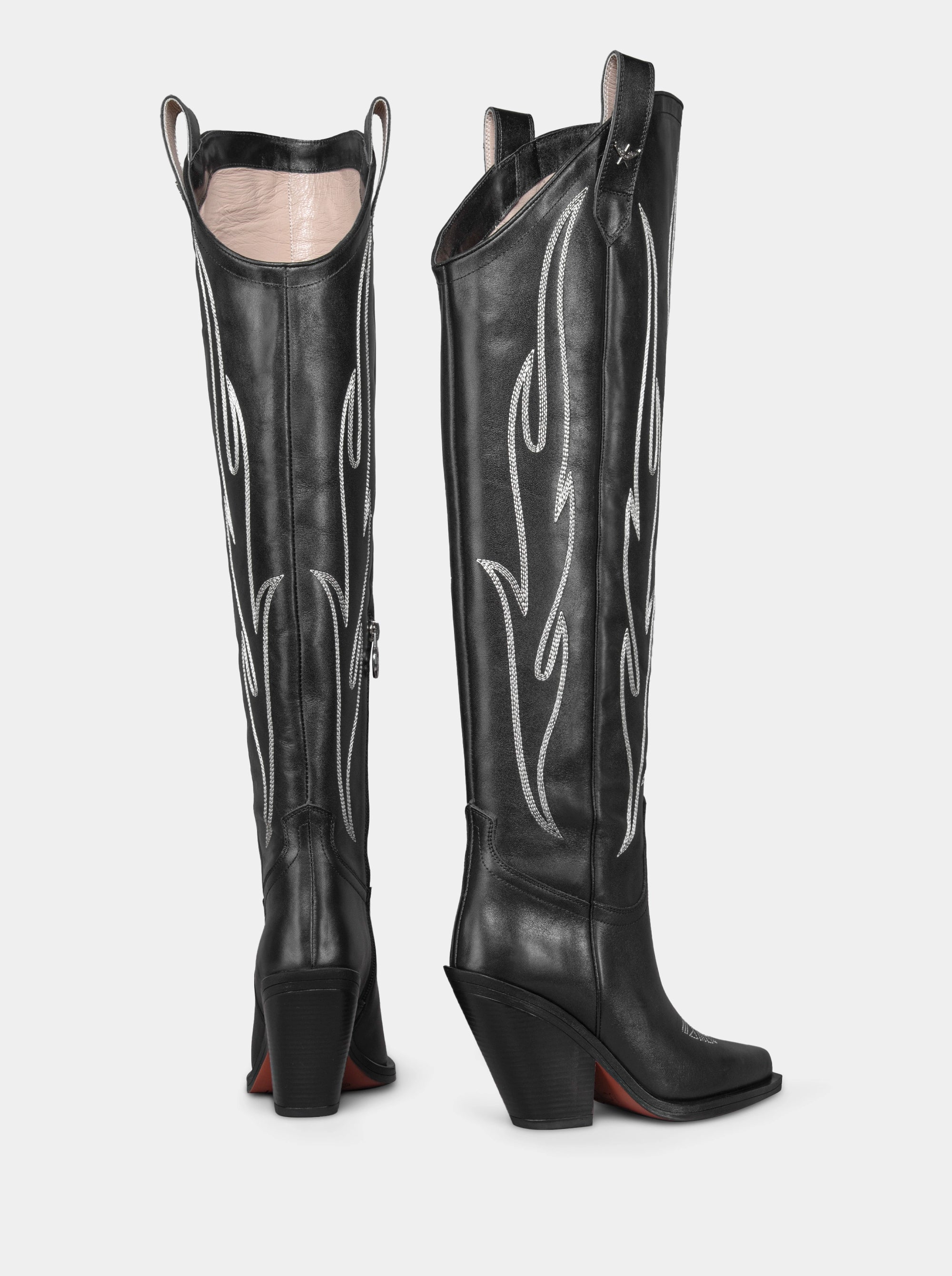 CROWN BLACK LEATHER BOOTS