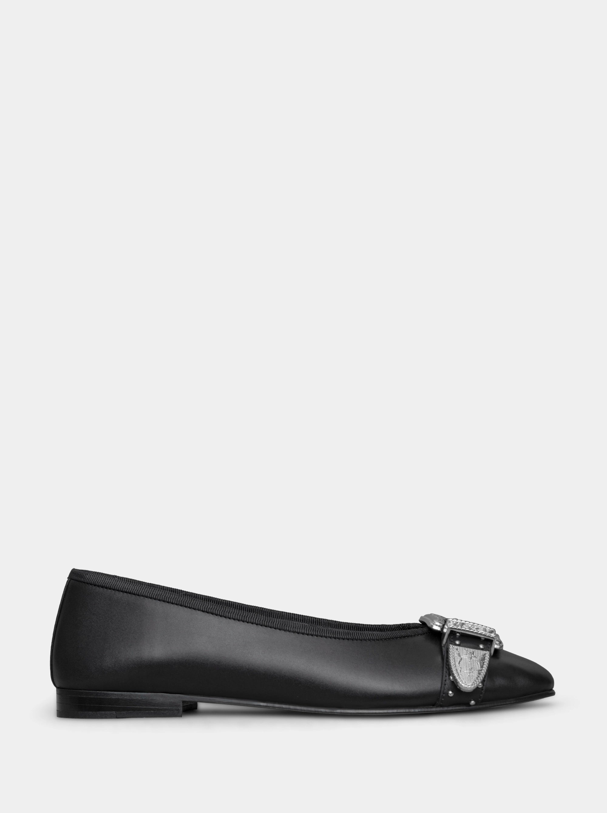 CUBA BLACK LEATHER BALLET FLATS