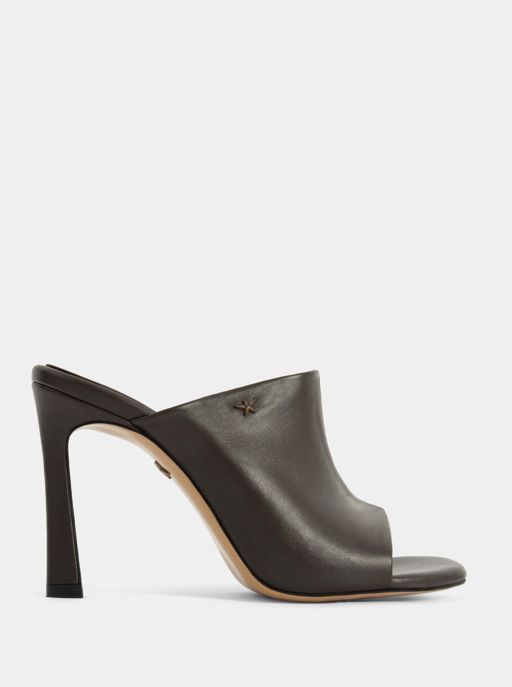 CUT DARK BROWN LEATHER SANDALS