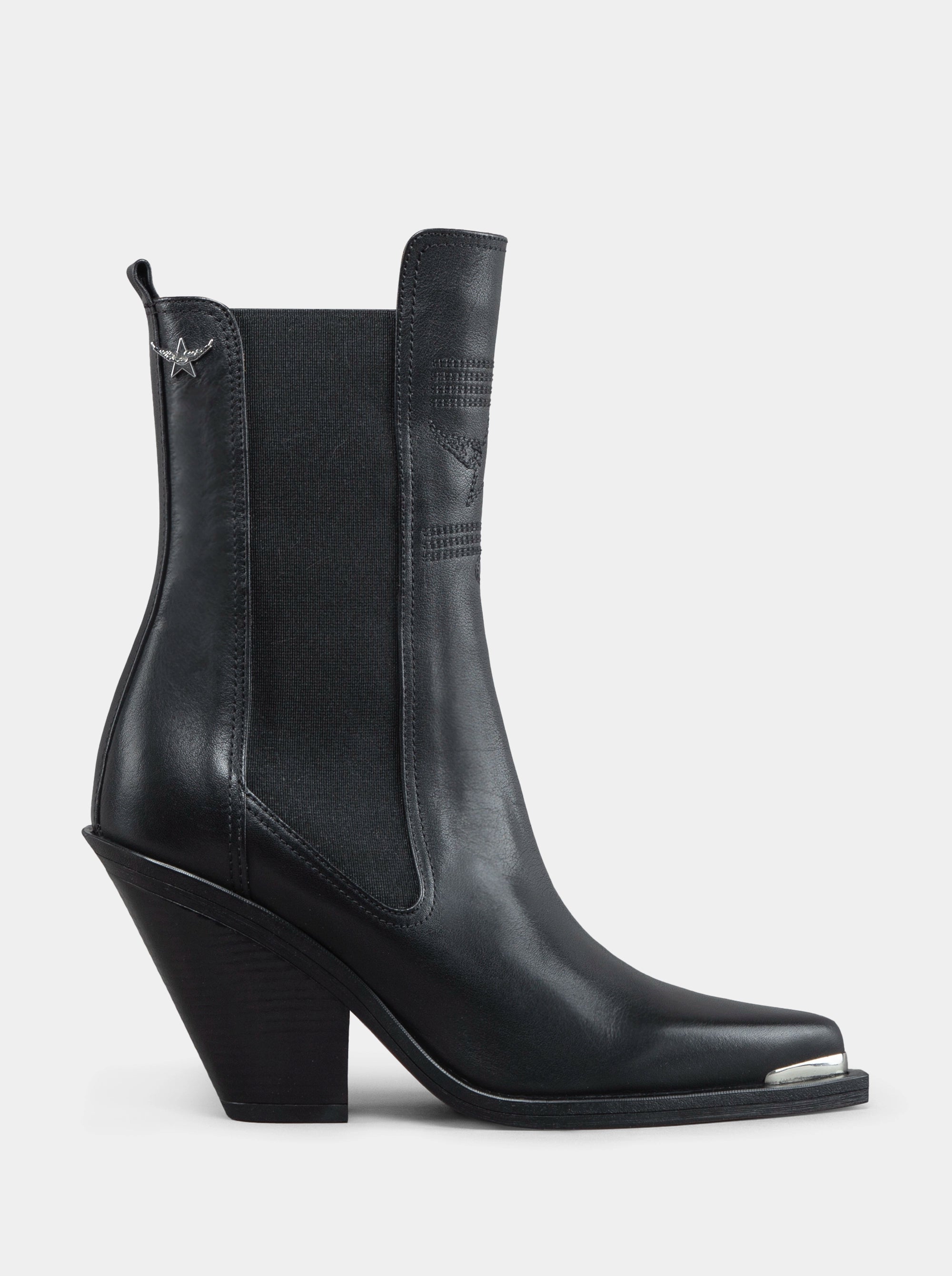 DARLA BLACK LEATHER BOOTIES