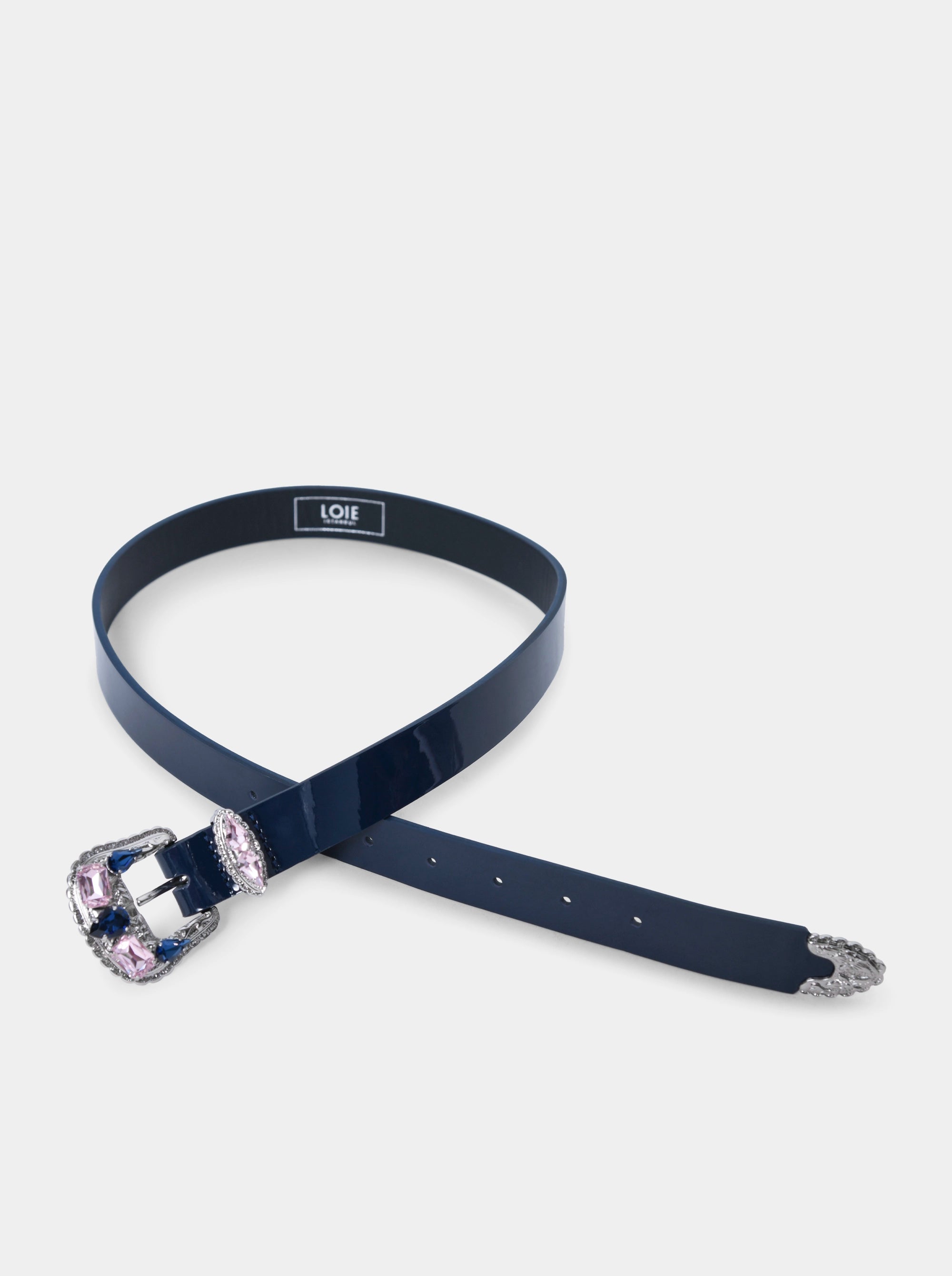 DIAMOND NAVY BLUE PATENT BELT