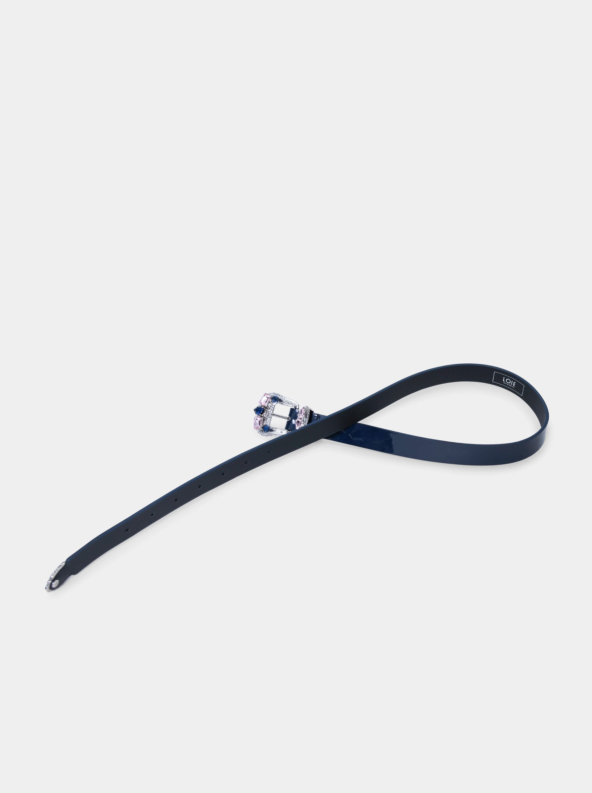 DIAMOND NAVY BLUE PATENT BELT