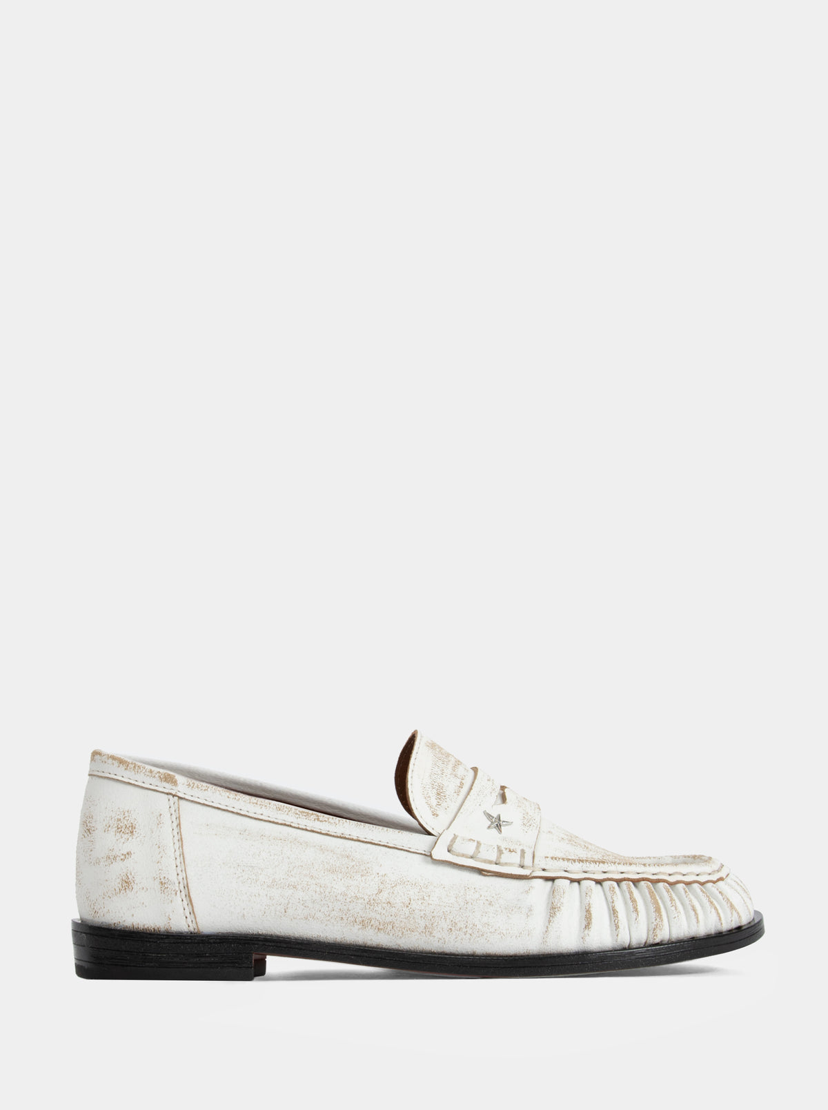 DROP WHITE DISTRESSED LETHER SHOES