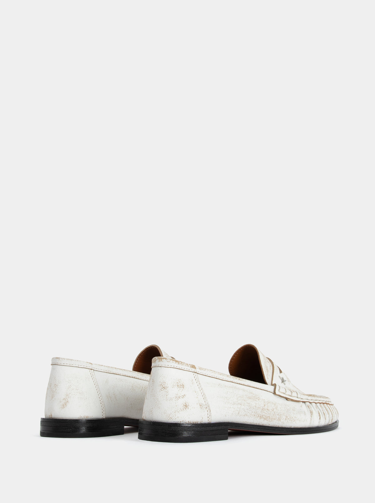 DROP WHITE DISTRESSED LETHER SHOES