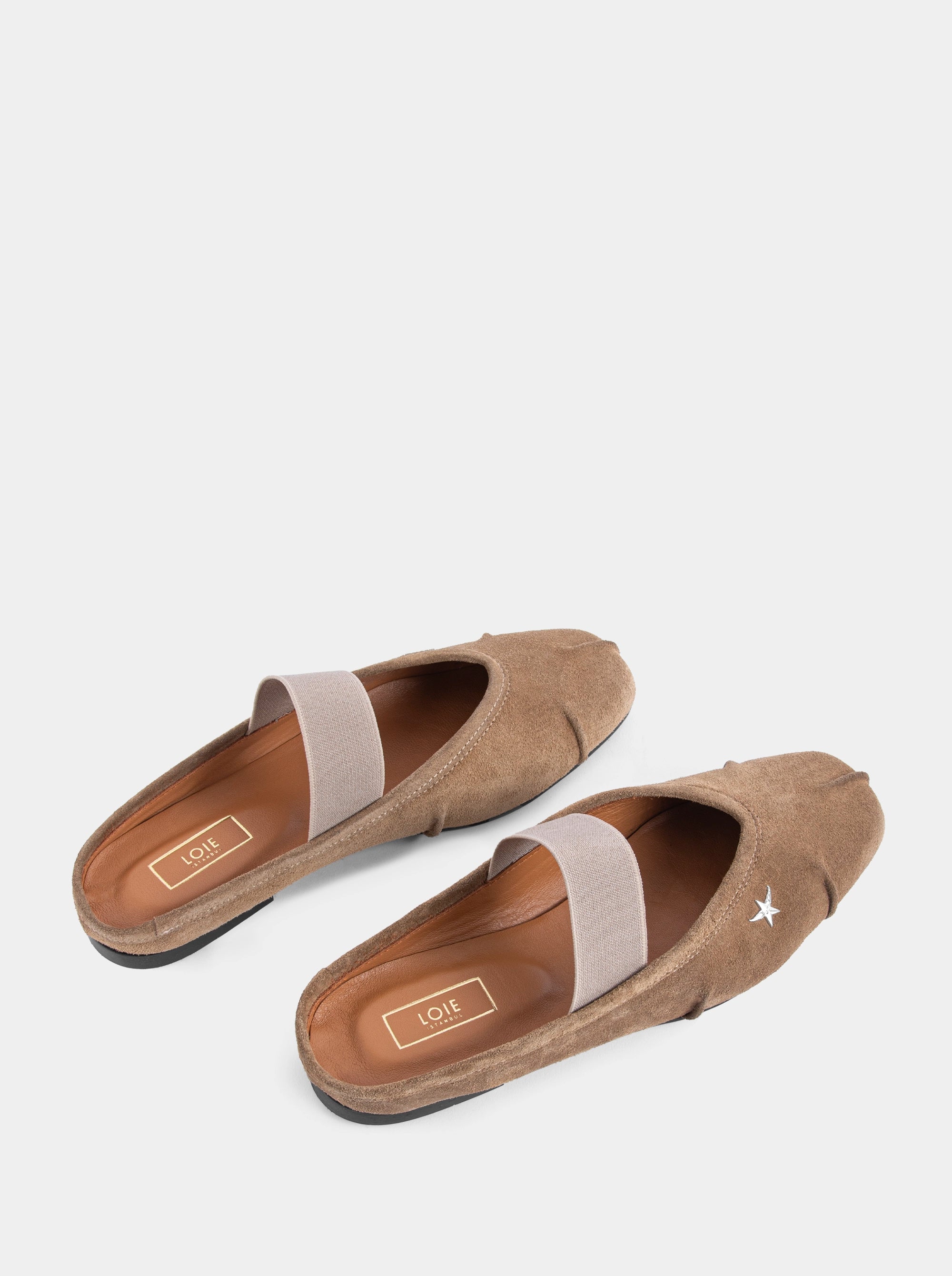 DUDE CAMEL SUEDE BALLET FLATS