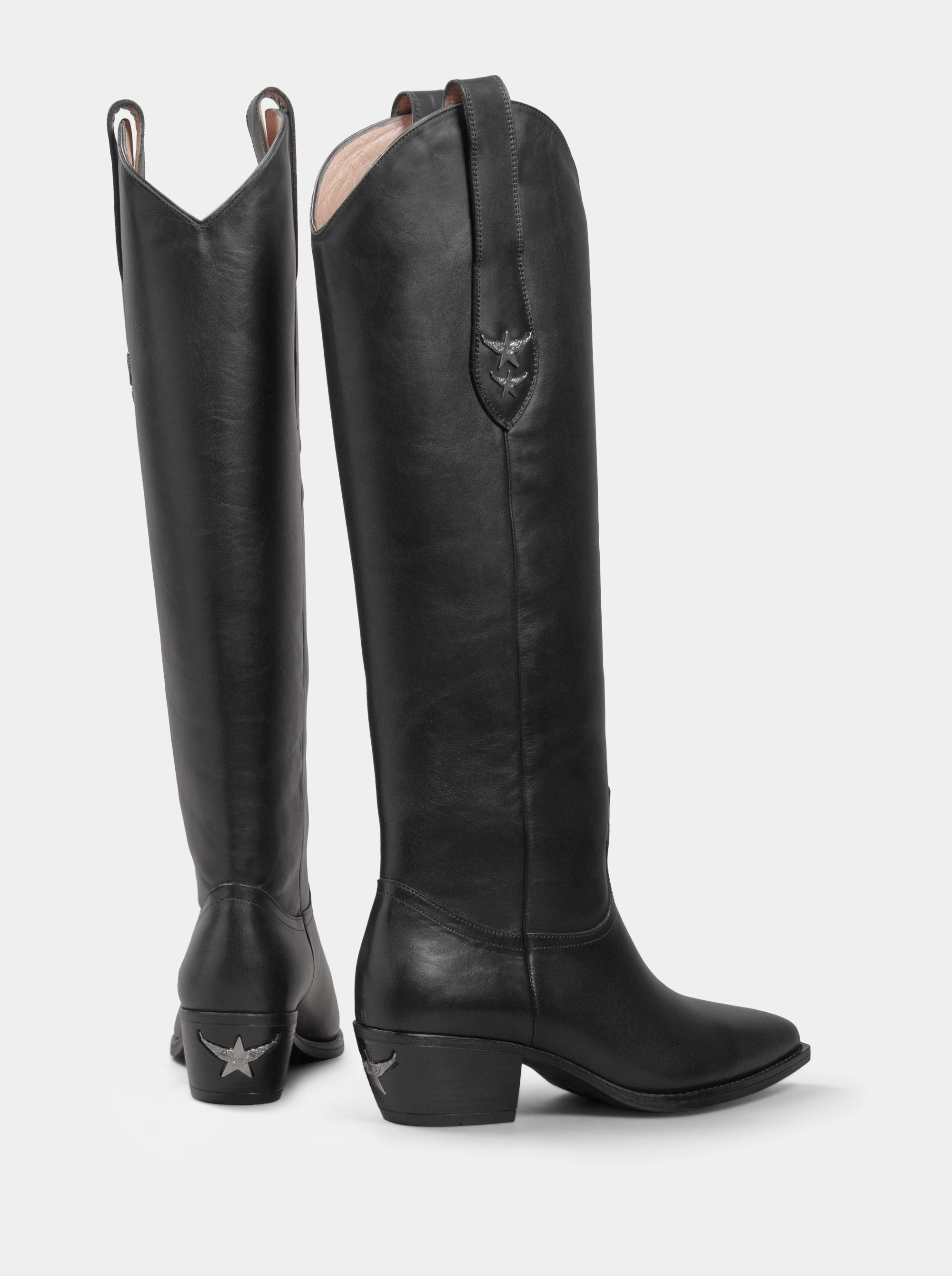 ELENORA BLACK LEATHER BOOTS