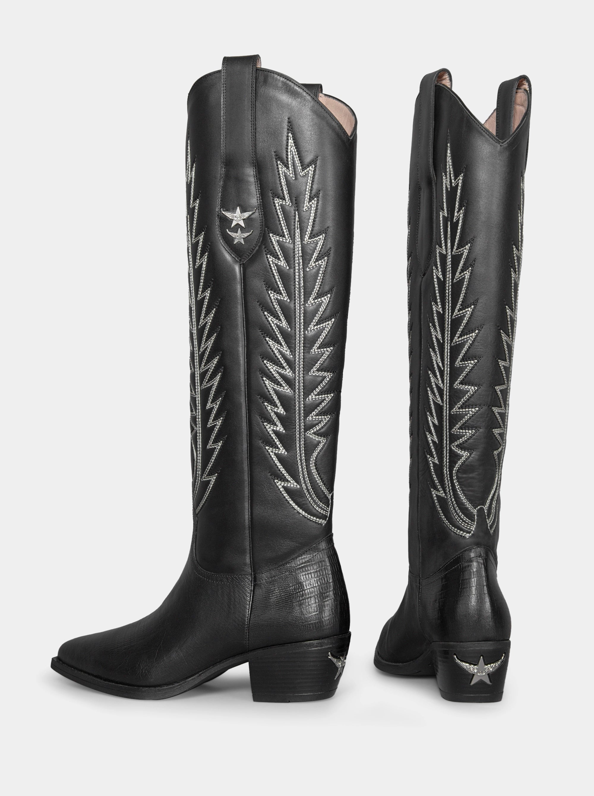 ELENORA SNAKE BLACK BOOTS