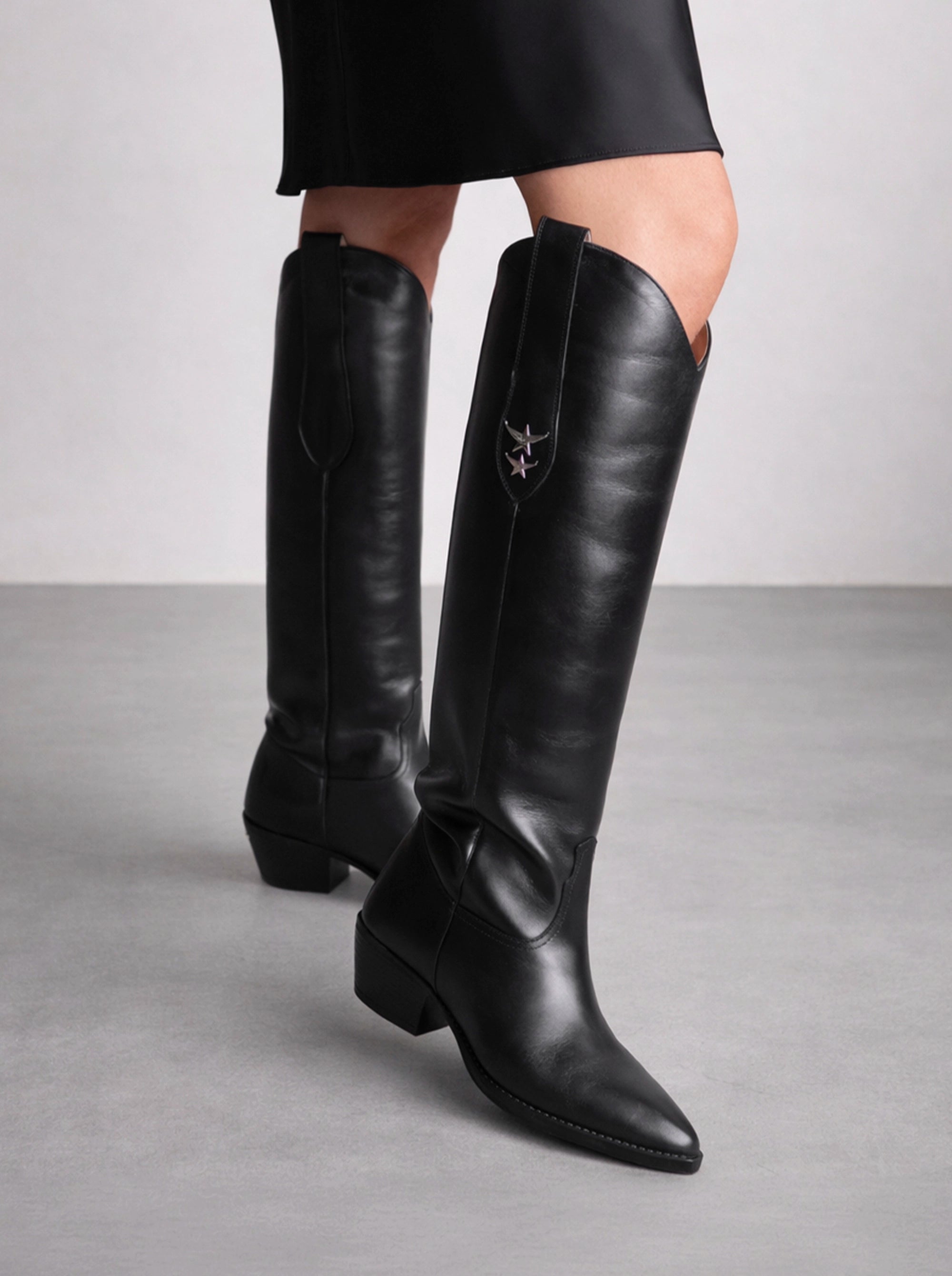 ELENORA BLACK LEATHER BOOTS