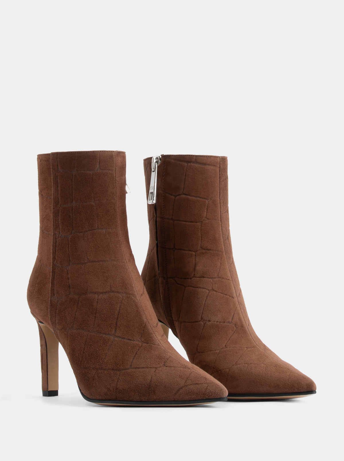 ELSA BROWN CROCO SUEDE BOOTIES