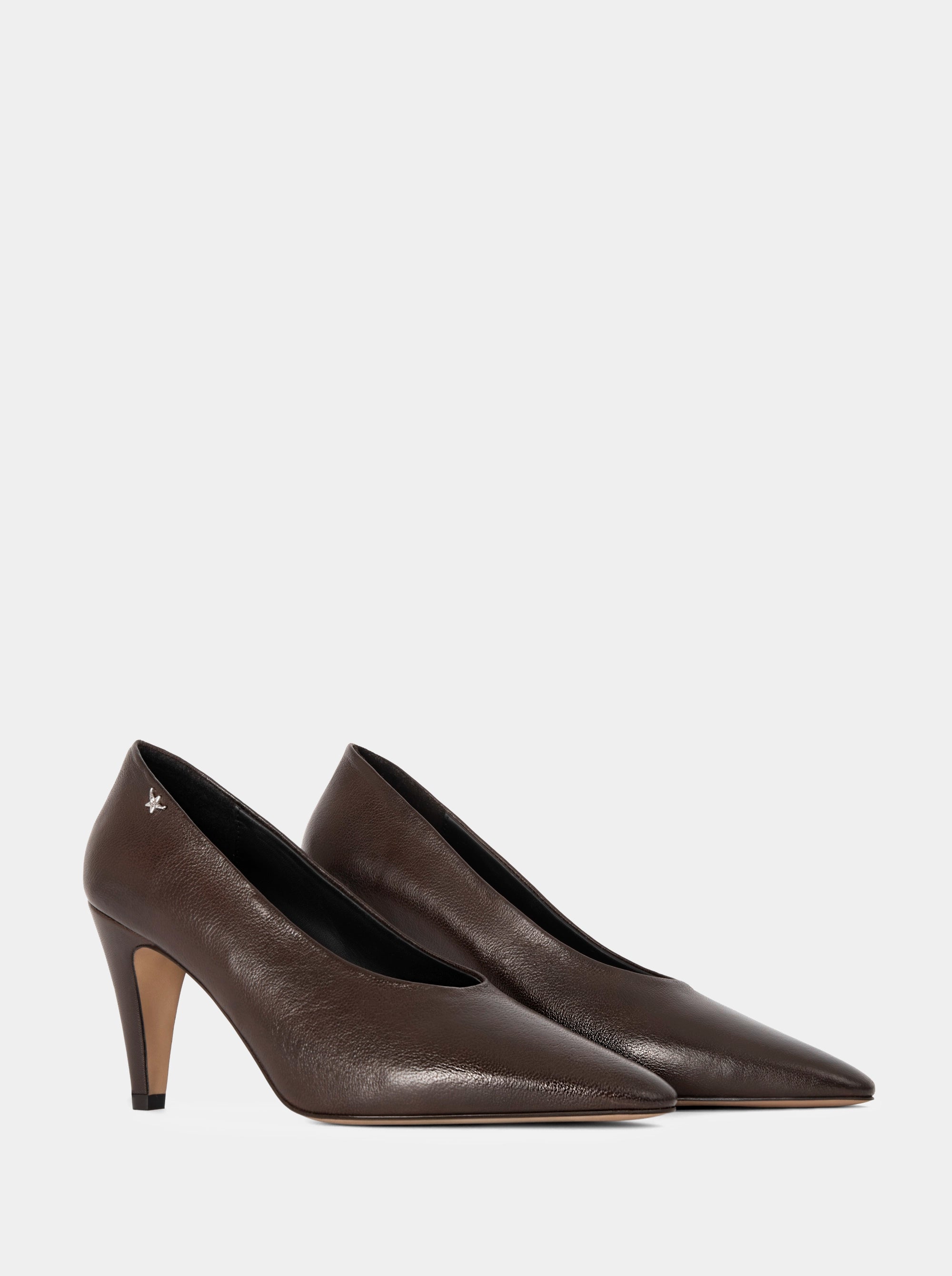 GLORY BROWN LEATHER PUMPS