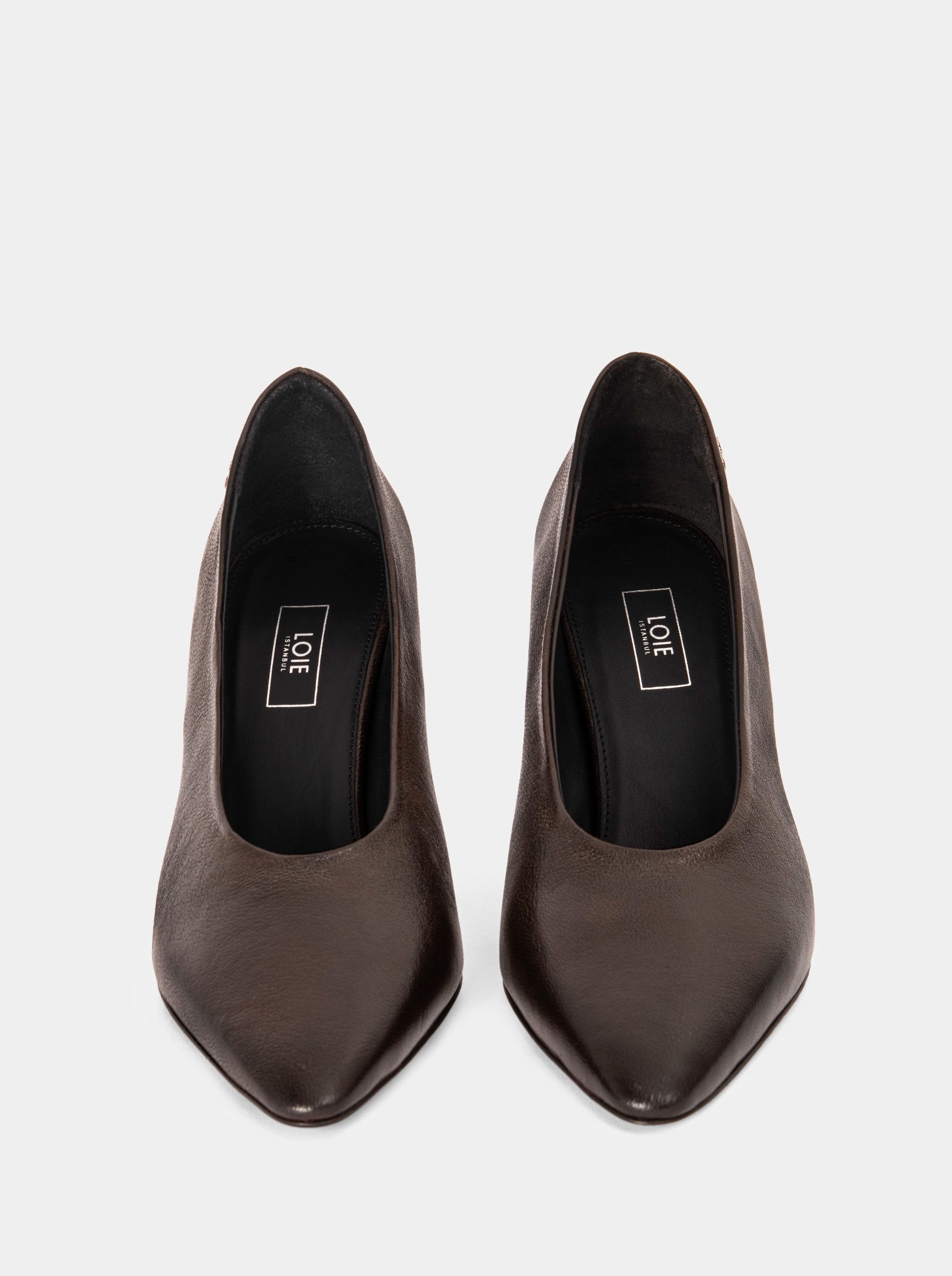 GLORY BROWN LEATHER PUMPS