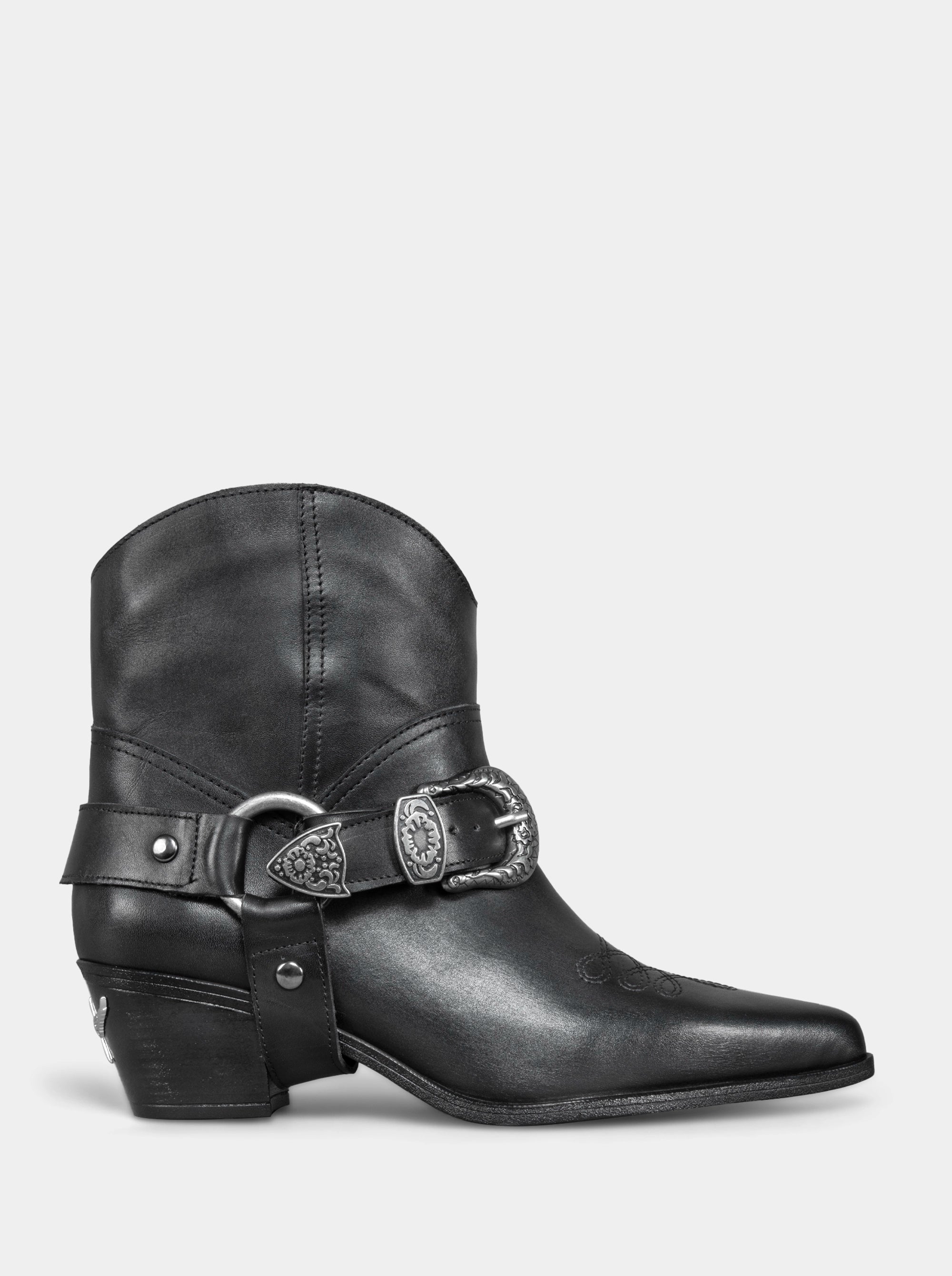 GUN BLACK LEATHER BOOTIES