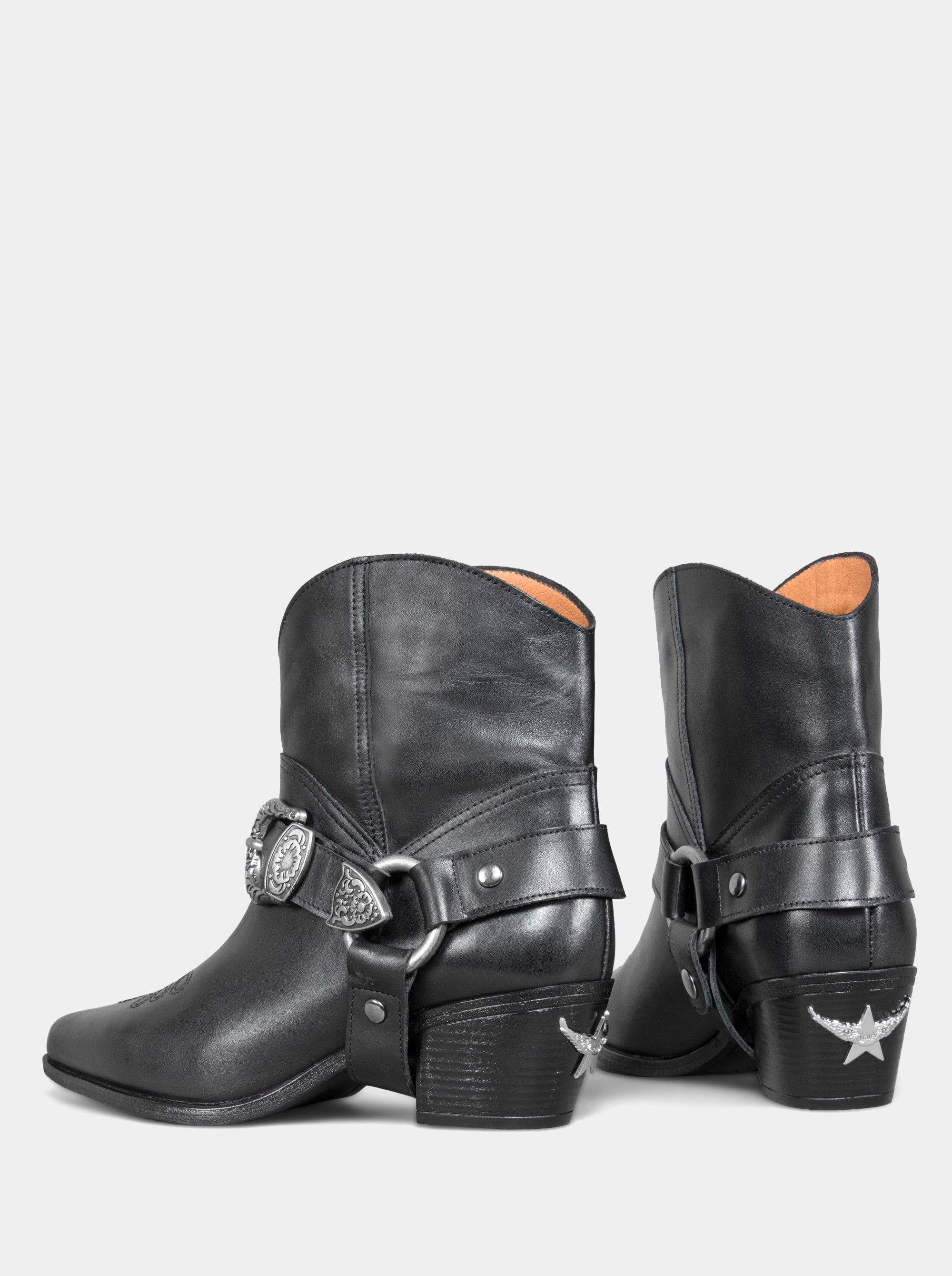 GUN BLACK LEATHER BOOTIES