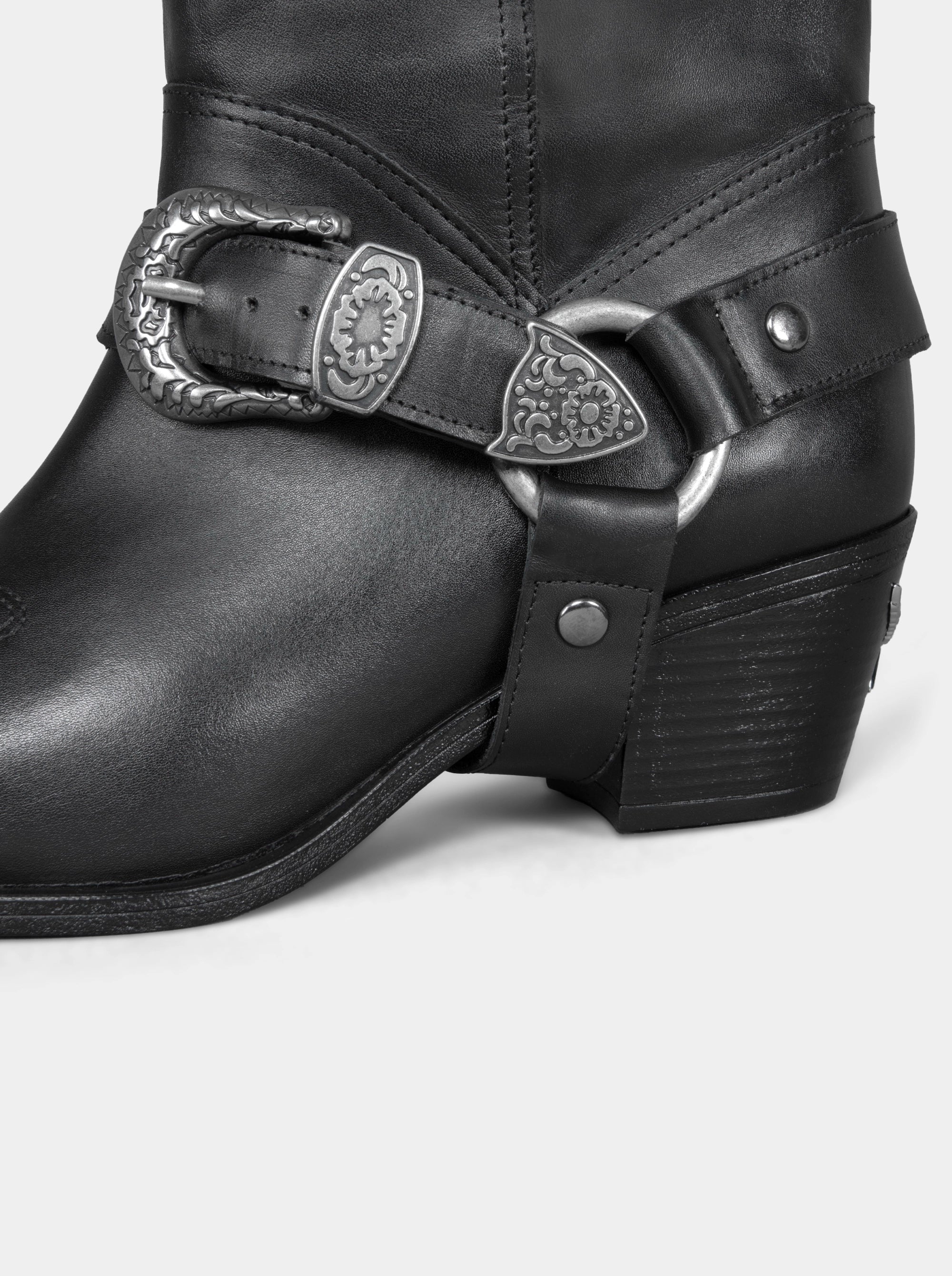 GUN BLACK LEATHER BOOTIES