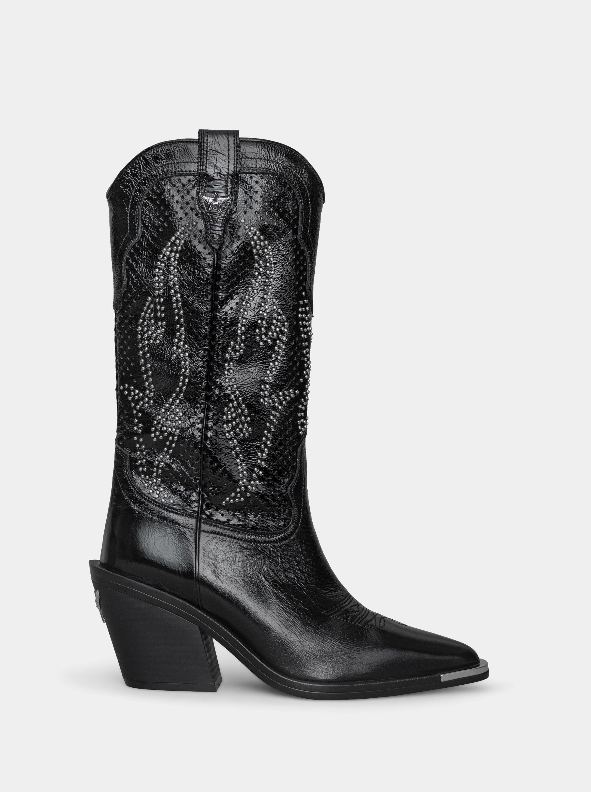 INFERNO BLACK PATENT BOOTS