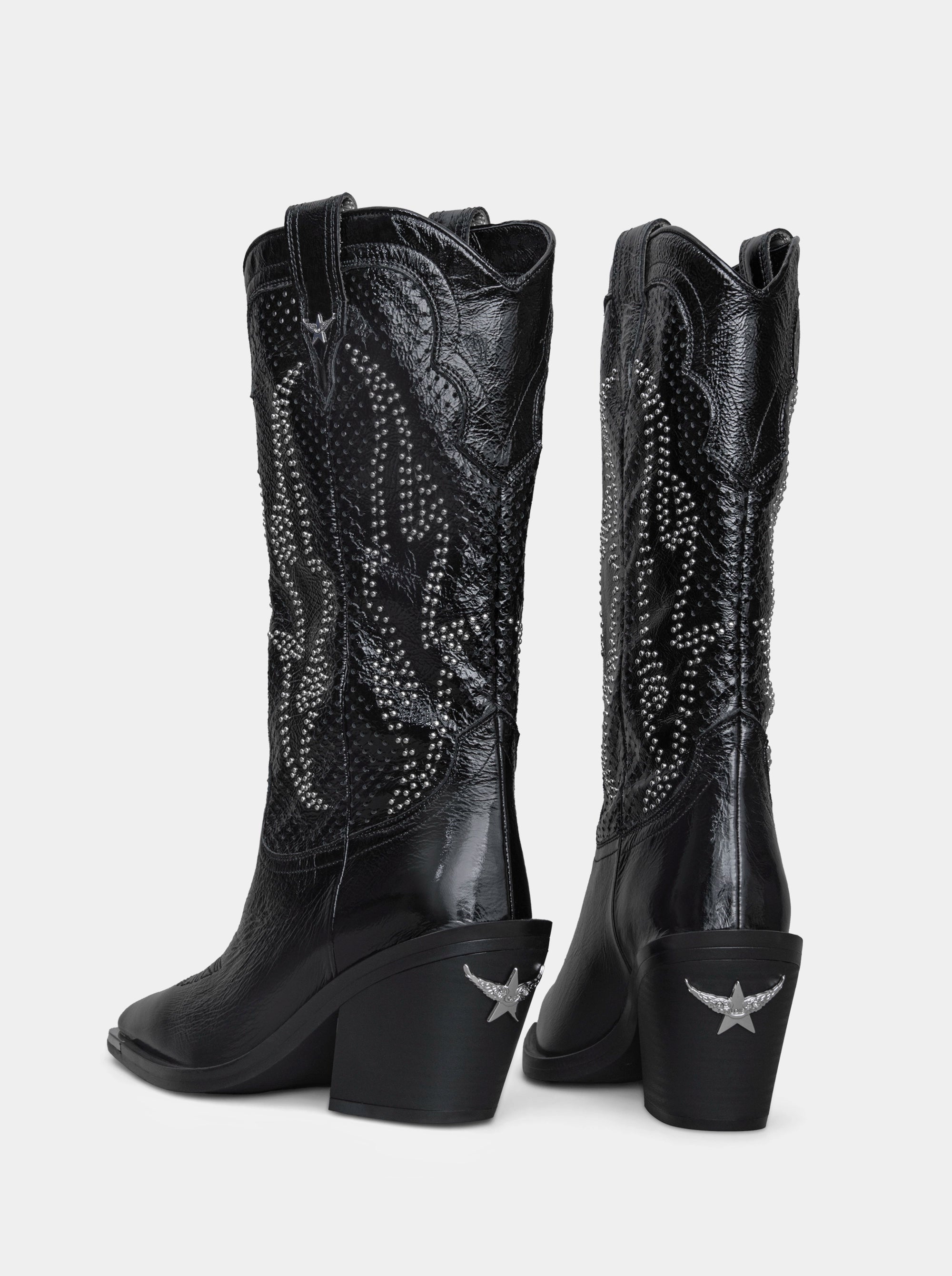 INFERNO BLACK PATENT BOOTS