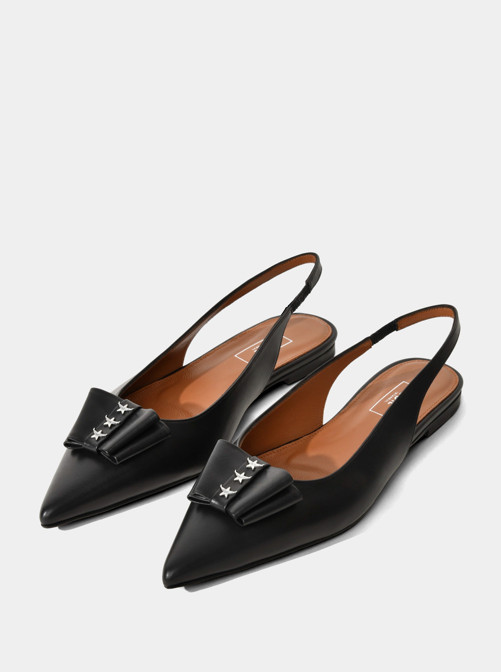 JULY BLACK LEATHER BALLET FLATS