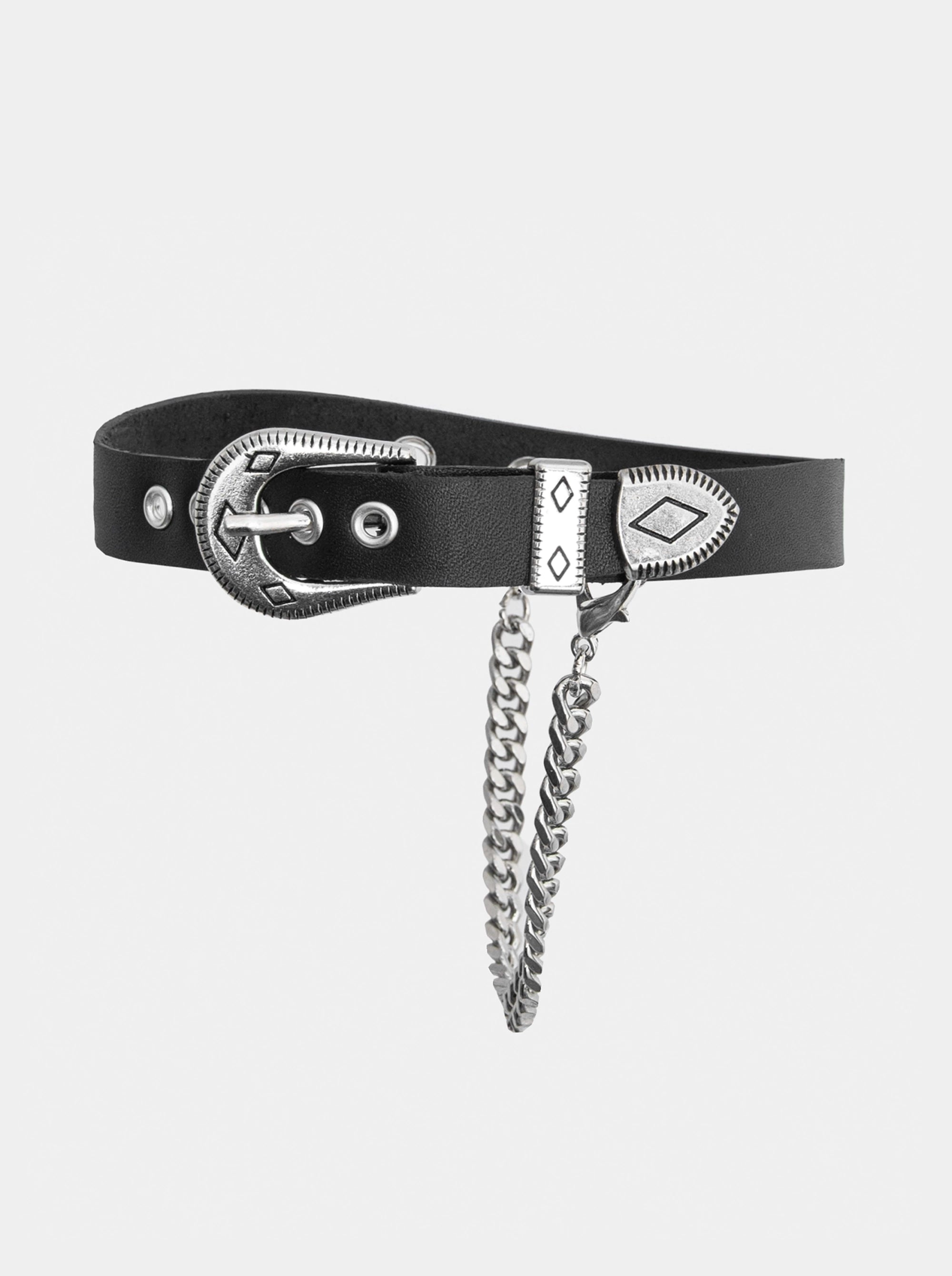 CHAIN BLACK LEATHER BELT