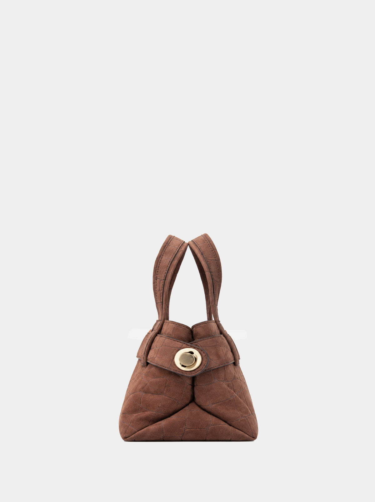 LAUREN MINI BROWN CROCO SUEDE BAG
