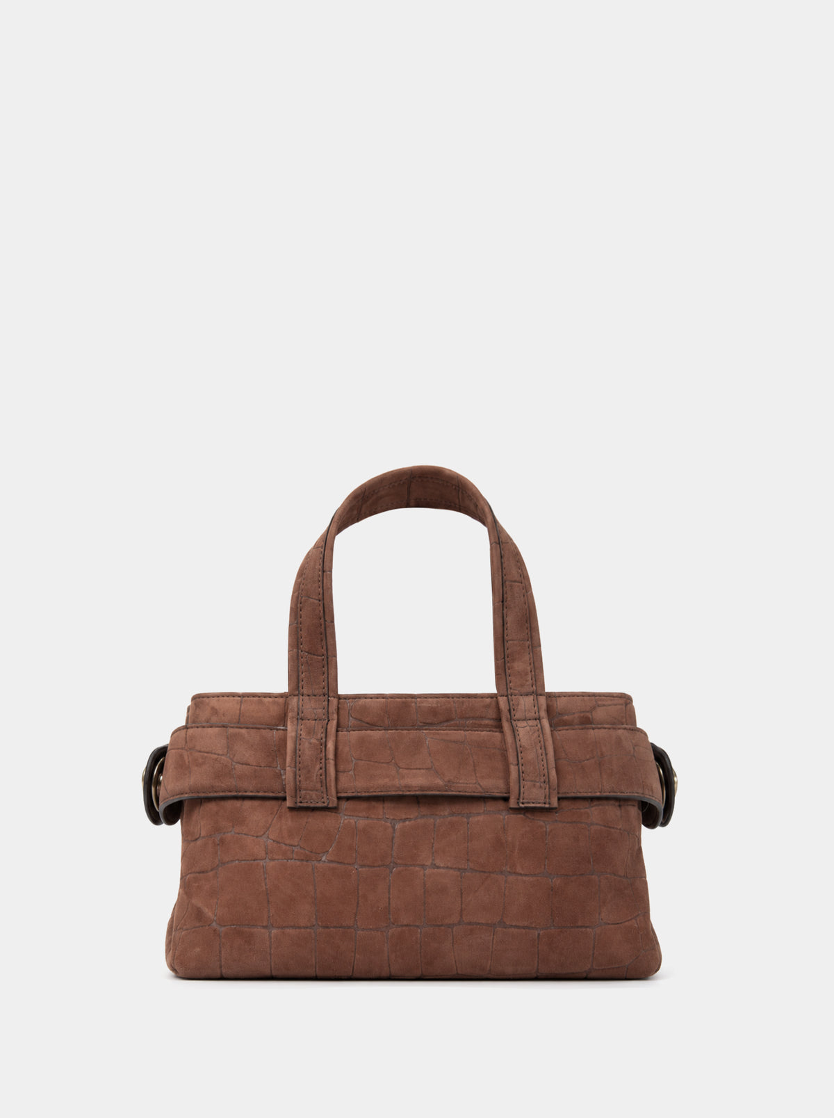 LAUREN MINI BROWN CROCO SUEDE BAG