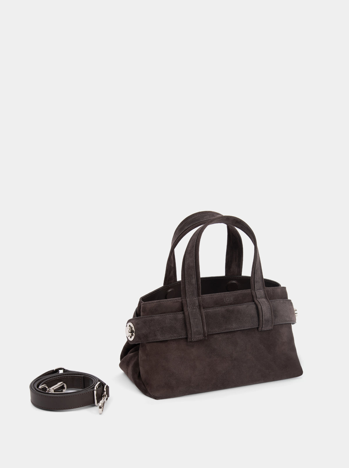 LAUREN MINI DARK ASH SUEDE BAG
