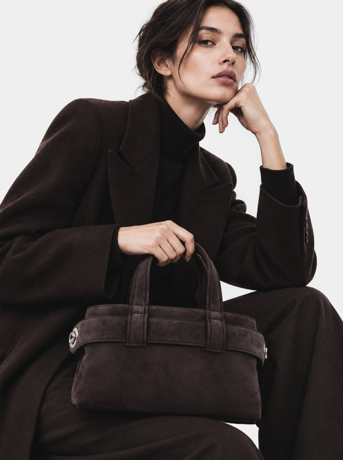 LAUREN MINI DARK ASH SUEDE BAG