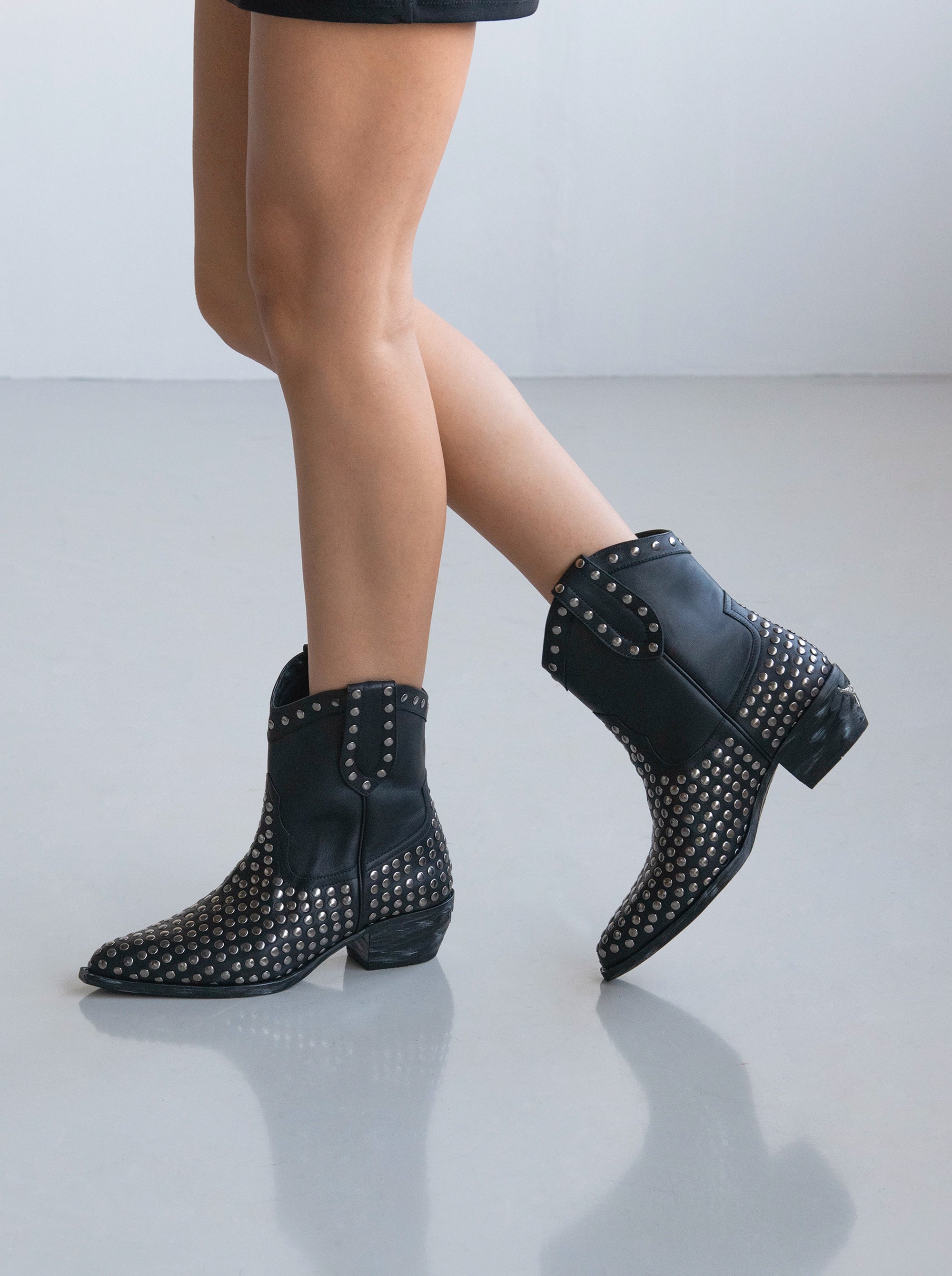 LEGEND BLACK LEATHER BOOTIES