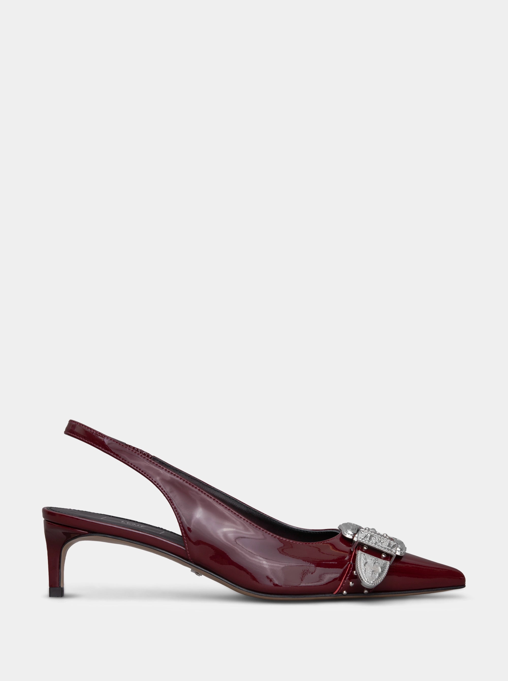 LISA BURGUNDY PATENT PUMPS