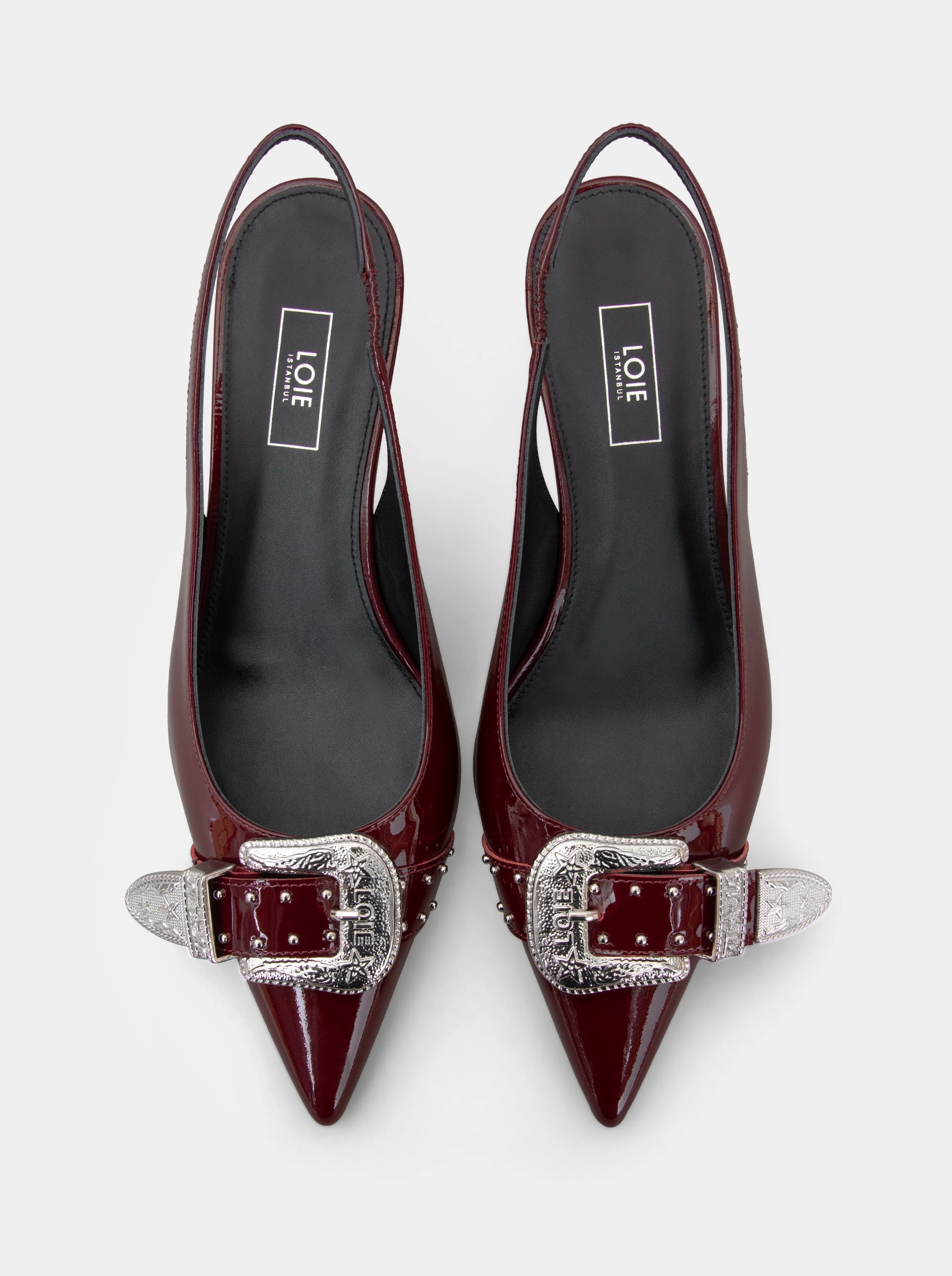 LISA BURGUNDY PATENT PUMPS