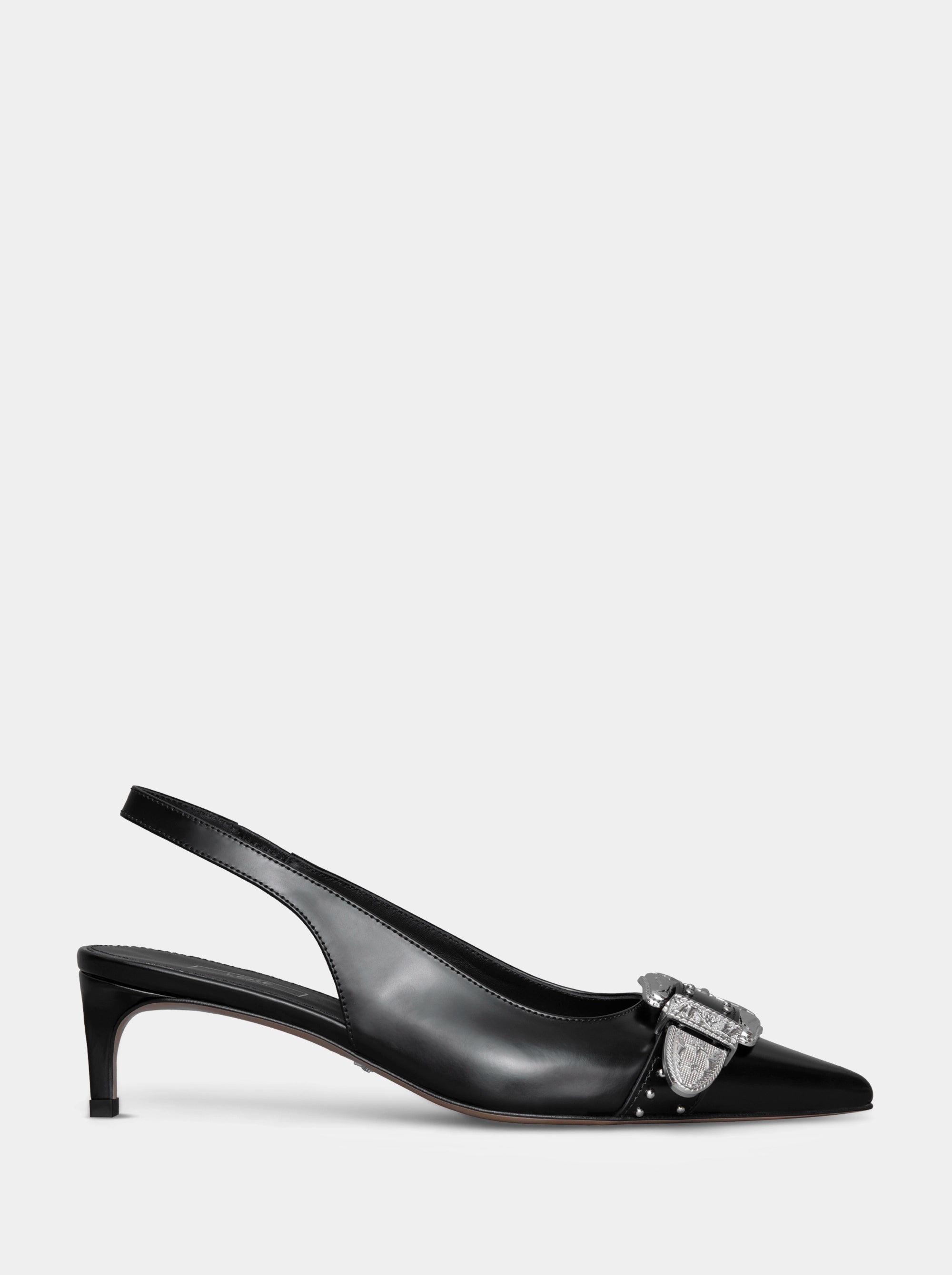 LISA BLACK BRUSHED PUMPS