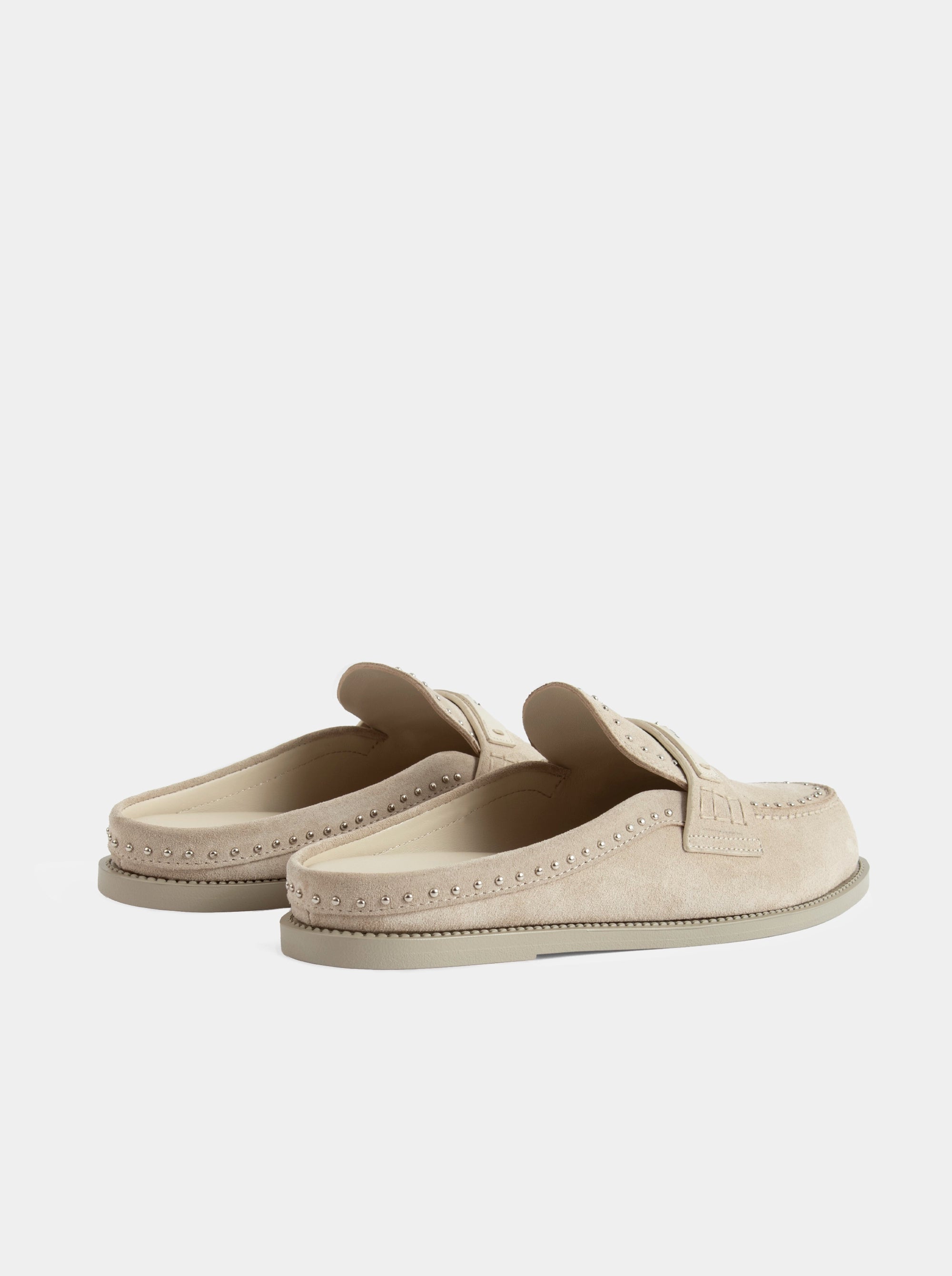 MAMO PING BEIGE SUEDE MULES SLIPPERS
