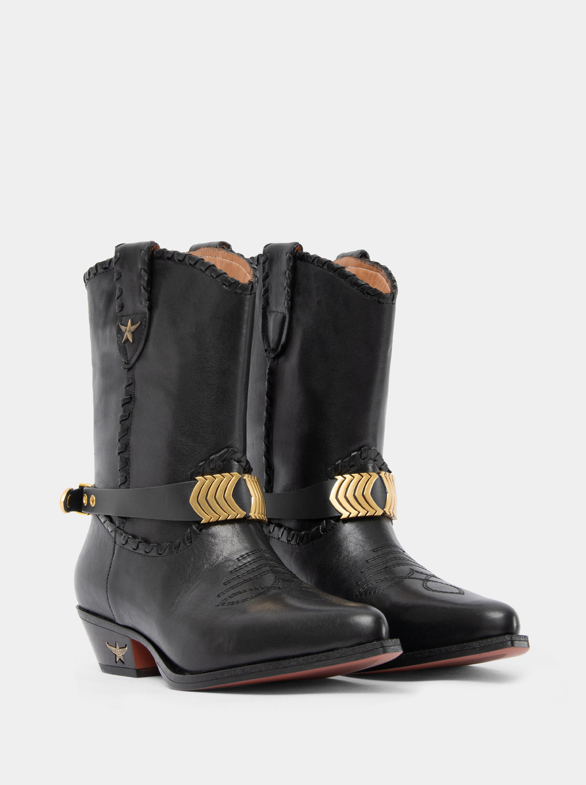 MANDY BLACK LEATHER BOOTIES