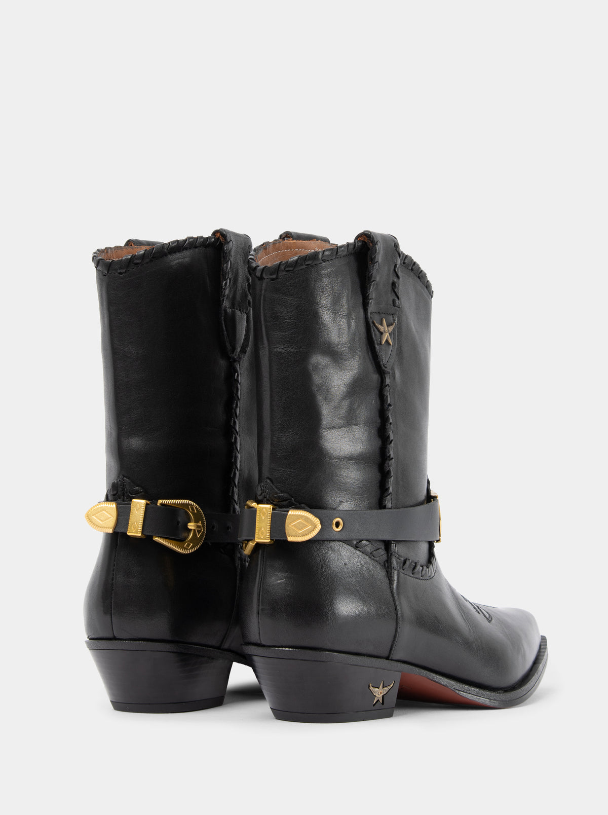 MANDY BLACK LEATHER BOOTIES