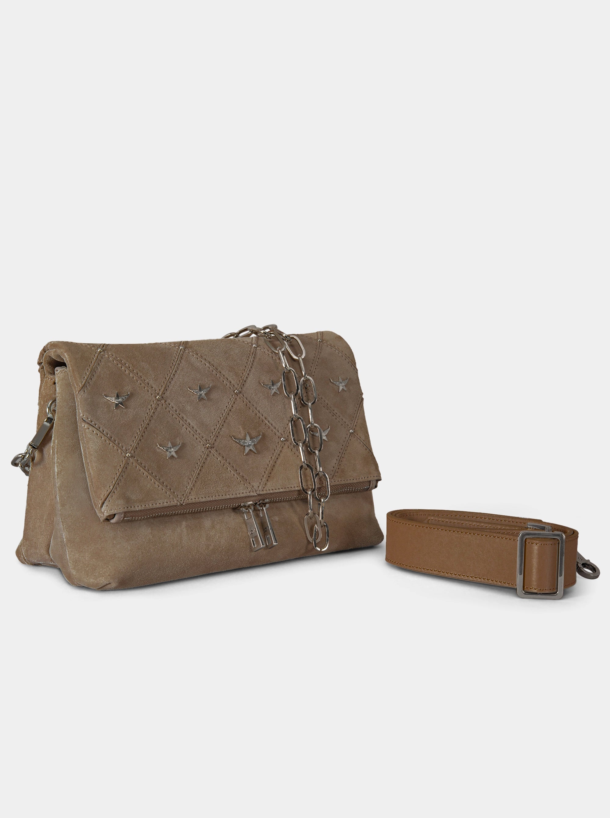 MARIE EFFECT CAMEL SUEDE BAG