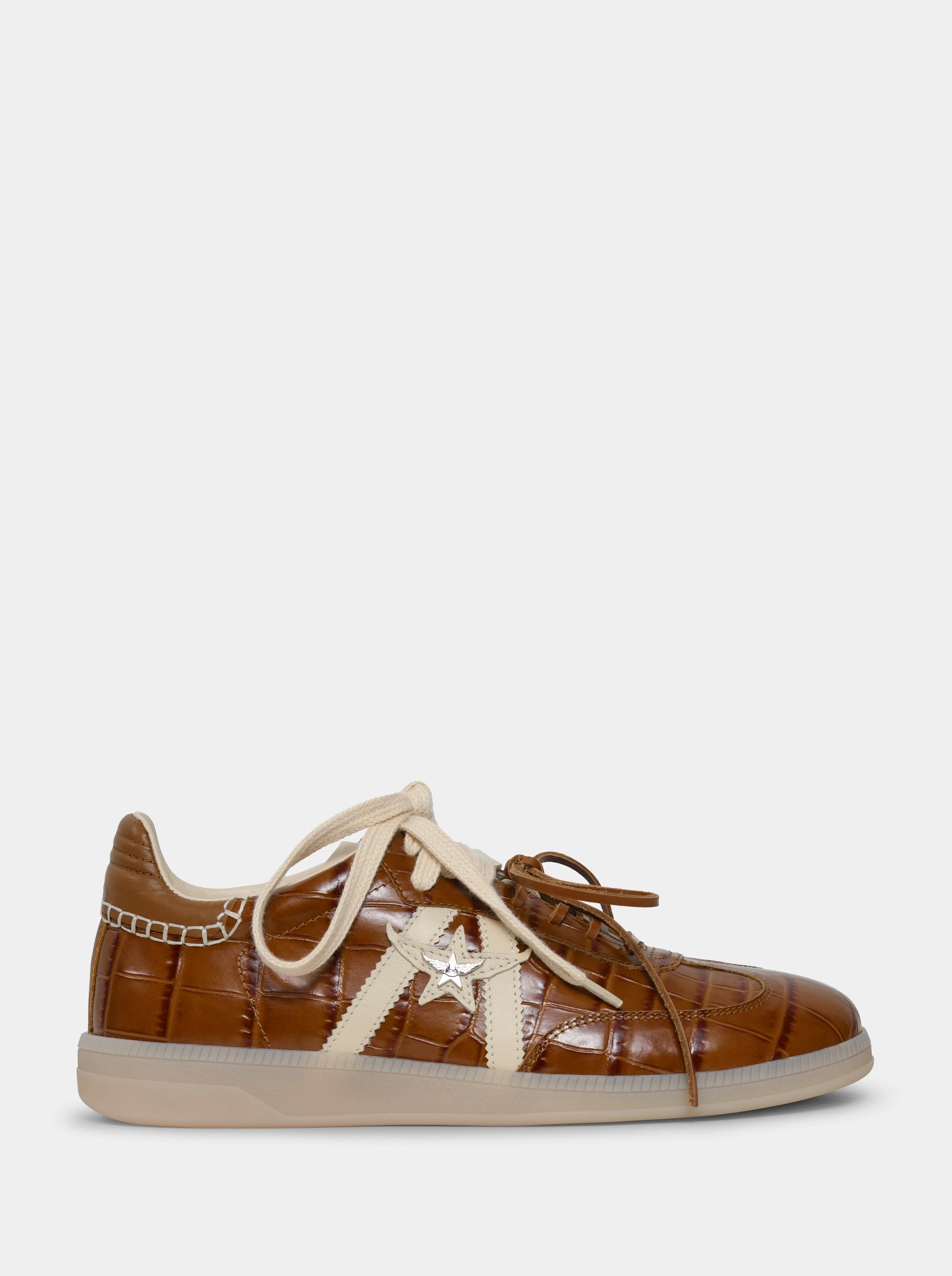 MARTINA CARAMAEL BROWN CROCO SNEAKERS