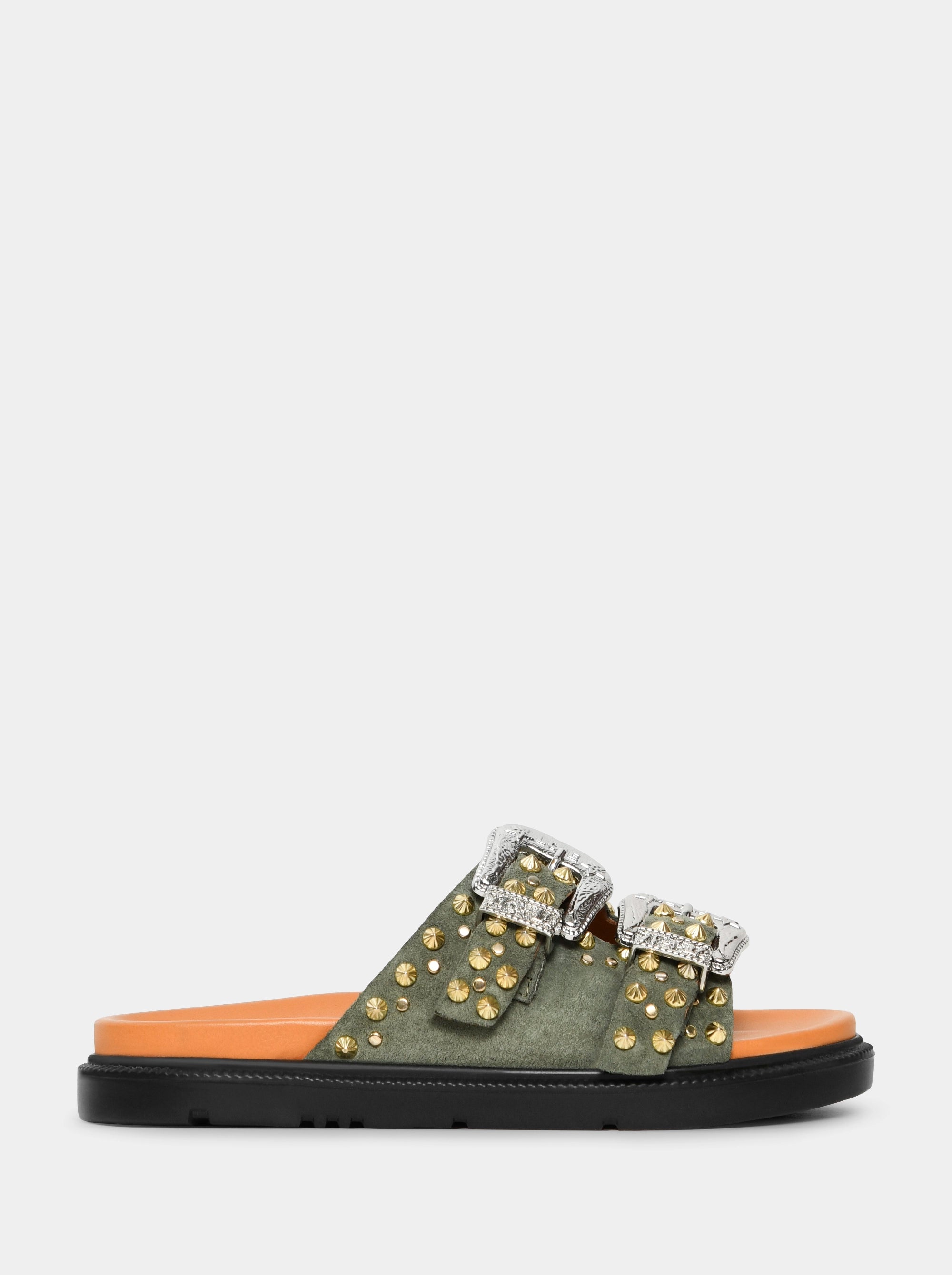MEDISON GREEN SUEDE SLIPPERS