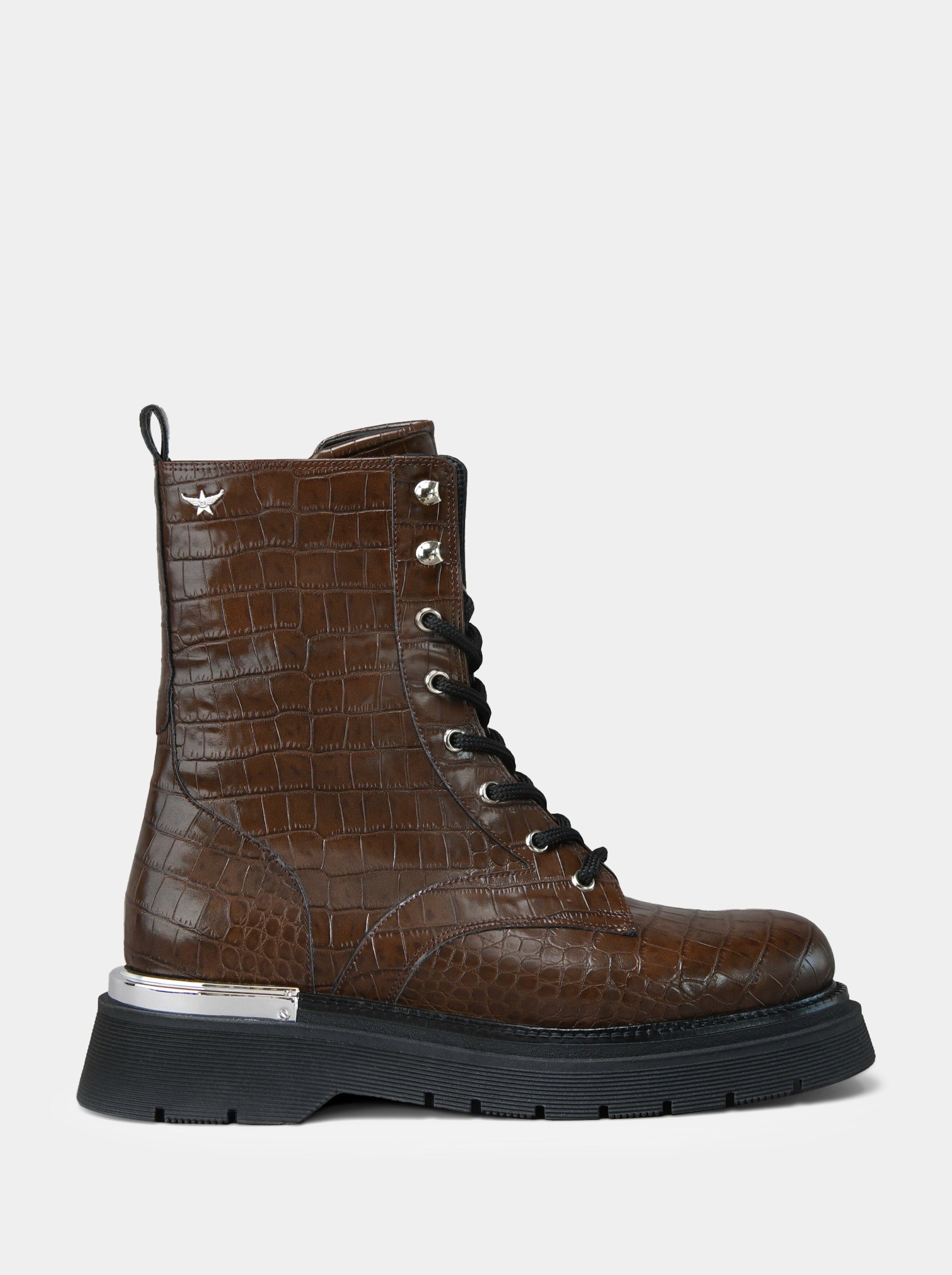 MILO BROWN CROCO BOOTIES