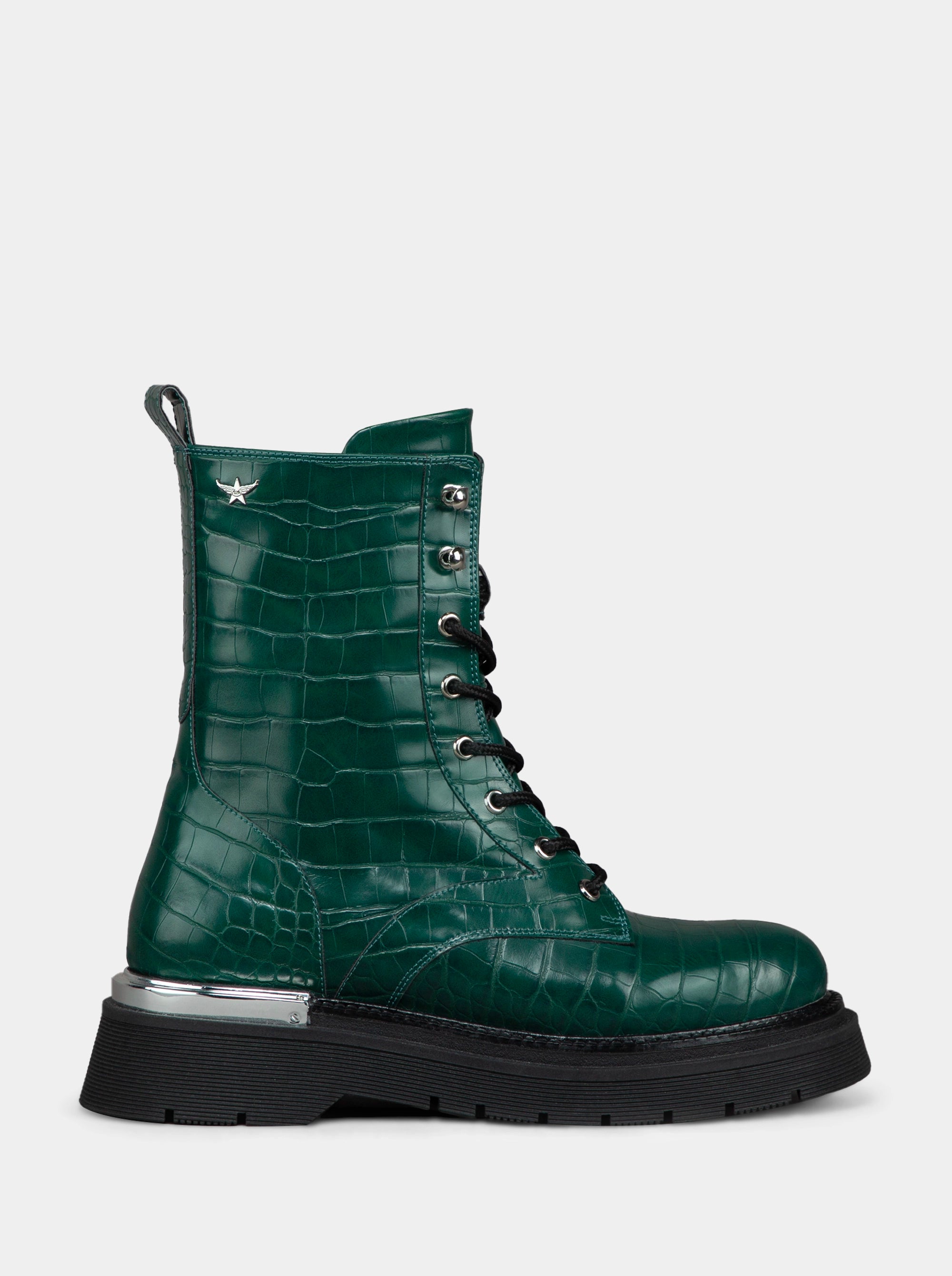 MILO GREEN CROCO BOOTIES