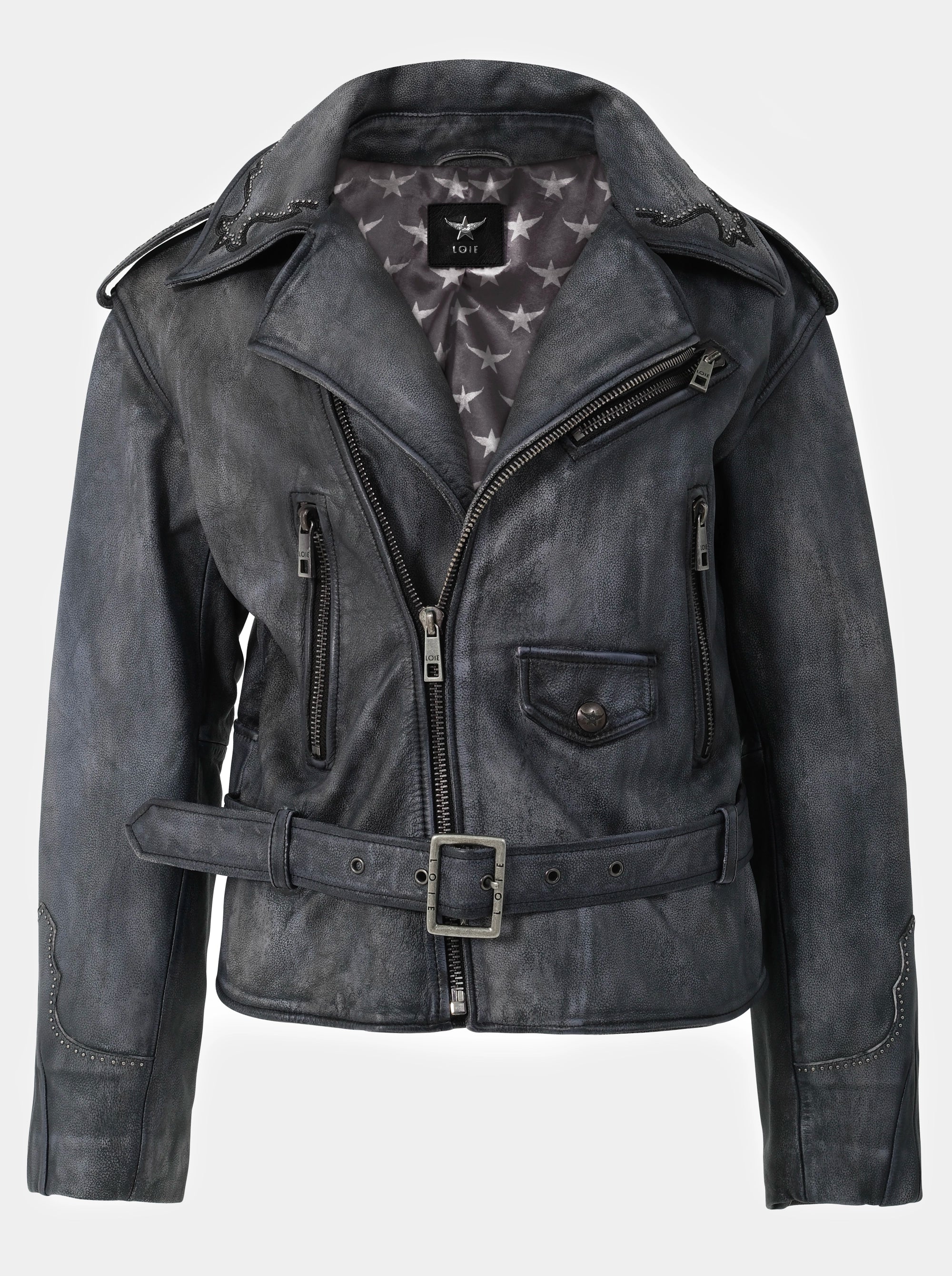 MIRANDA GREY LEATHER JACKET