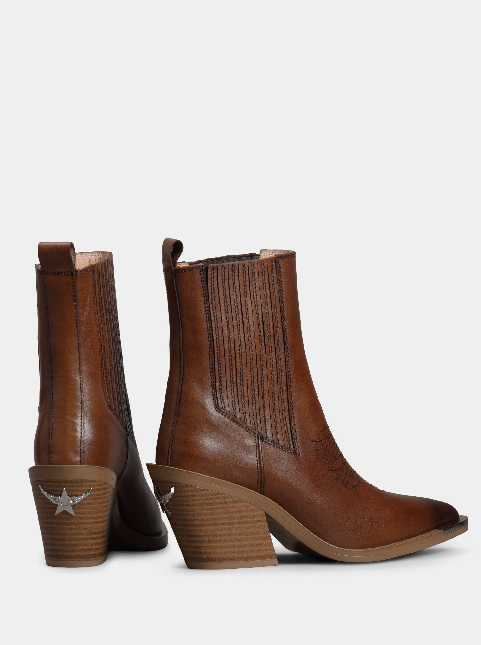 NELLA BROWN SPIRO LEATHER BOOTIES