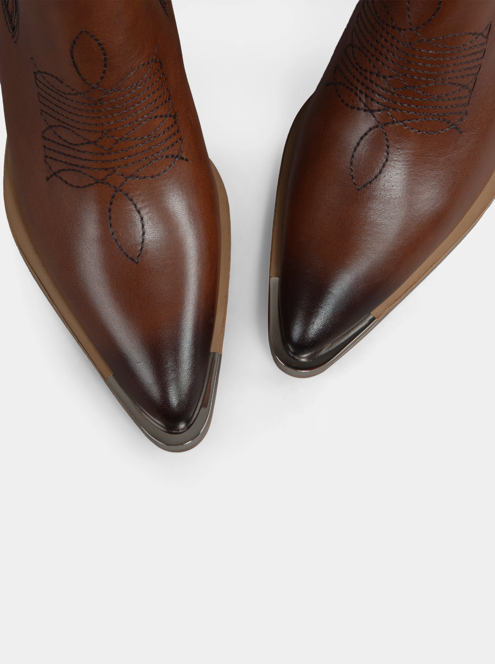 NELLA BROWN SPIRO LEATHER BOOTIES