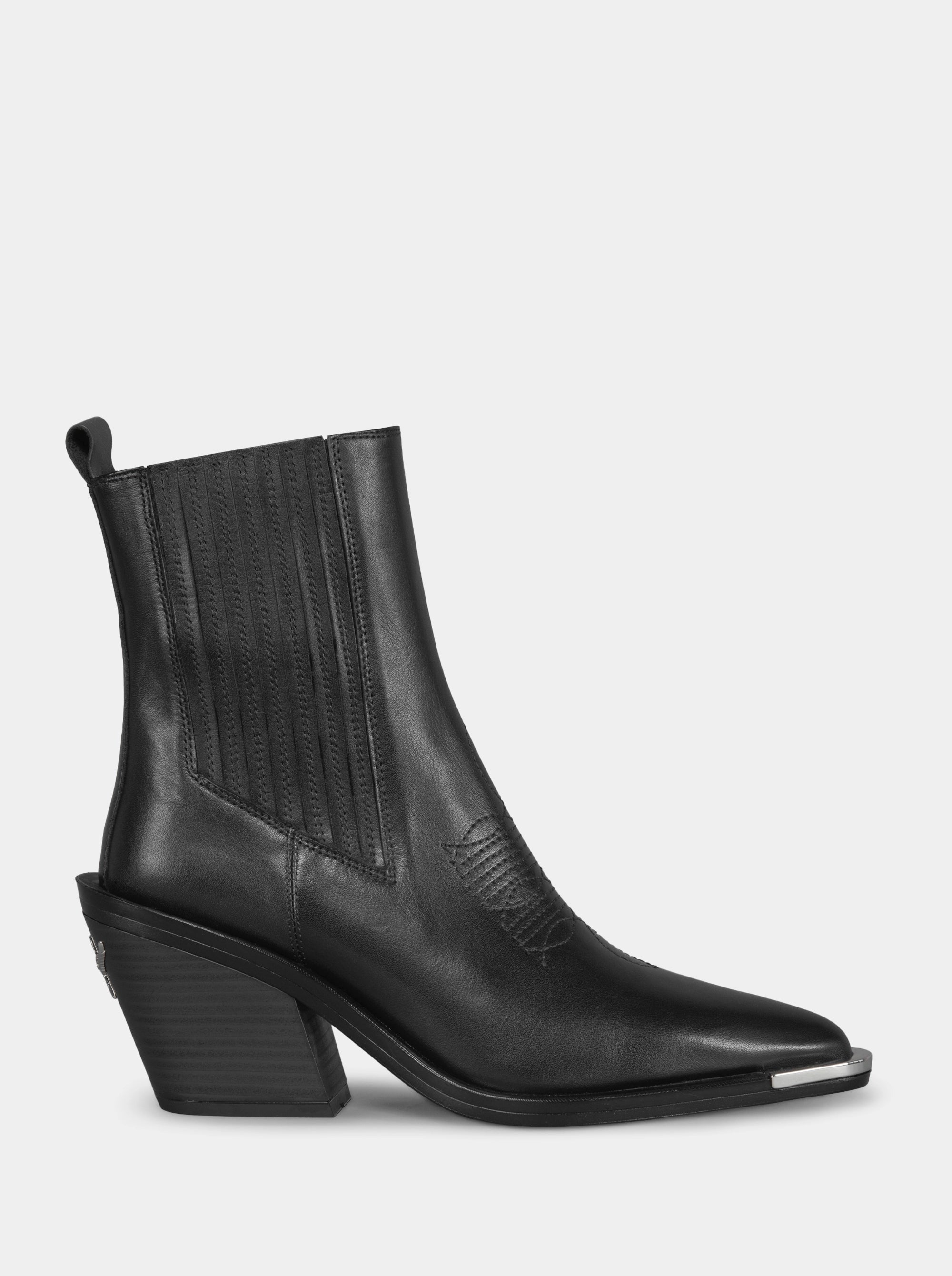 NELLA BLACK LEATHER BOOTIES