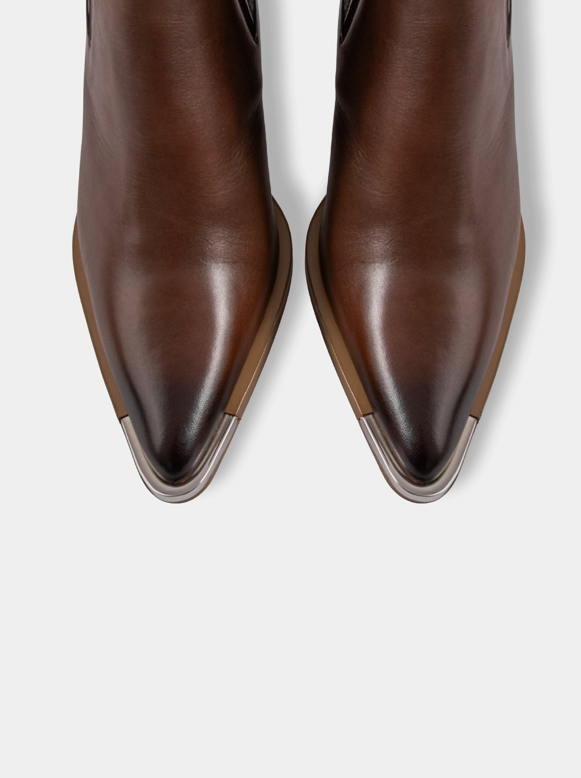 NELLA NK BROWN SPIRO LEATHER BOOTIES
