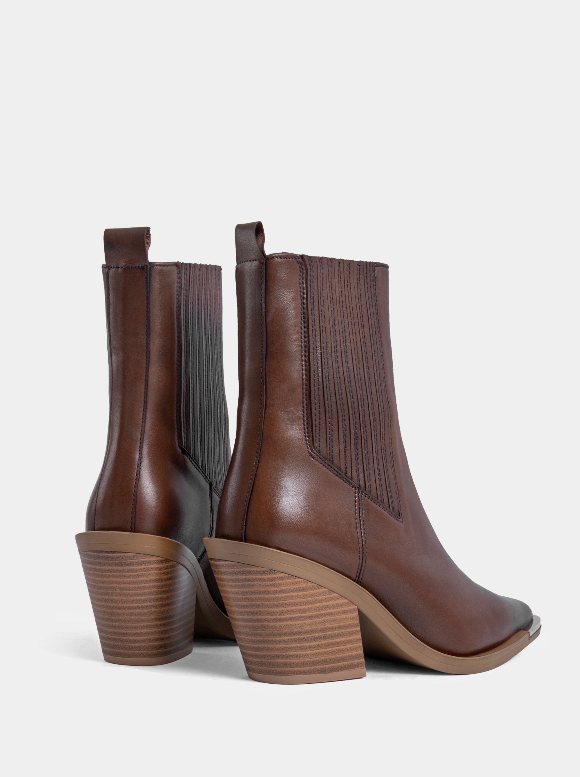 NELLA NK BROWN SPIRO LEATHER BOOTIES