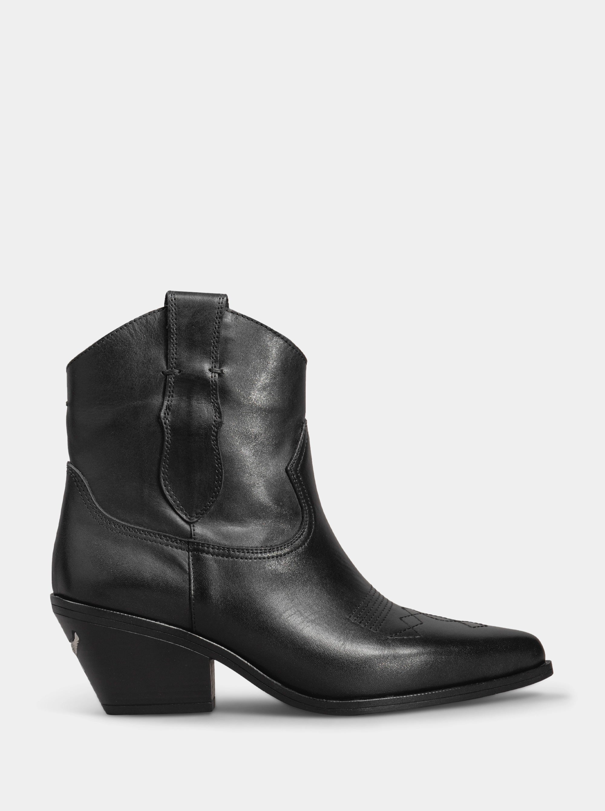 NEW SUIT BLACK LEATHER BOOTIES