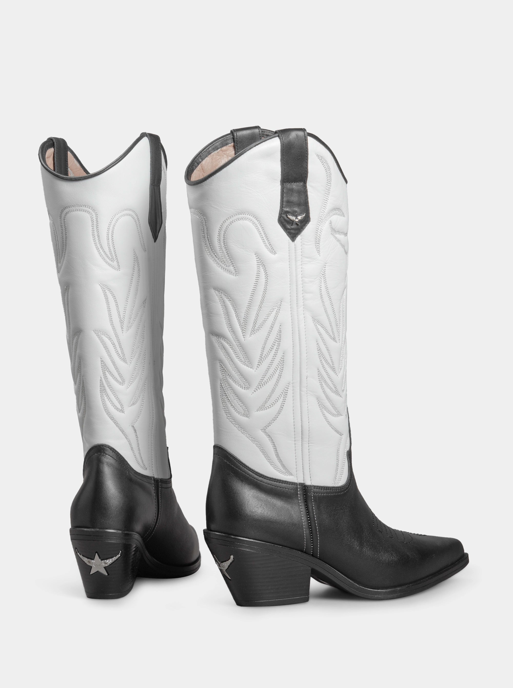 NEW WESTERN BLACK WHITE BOOTS