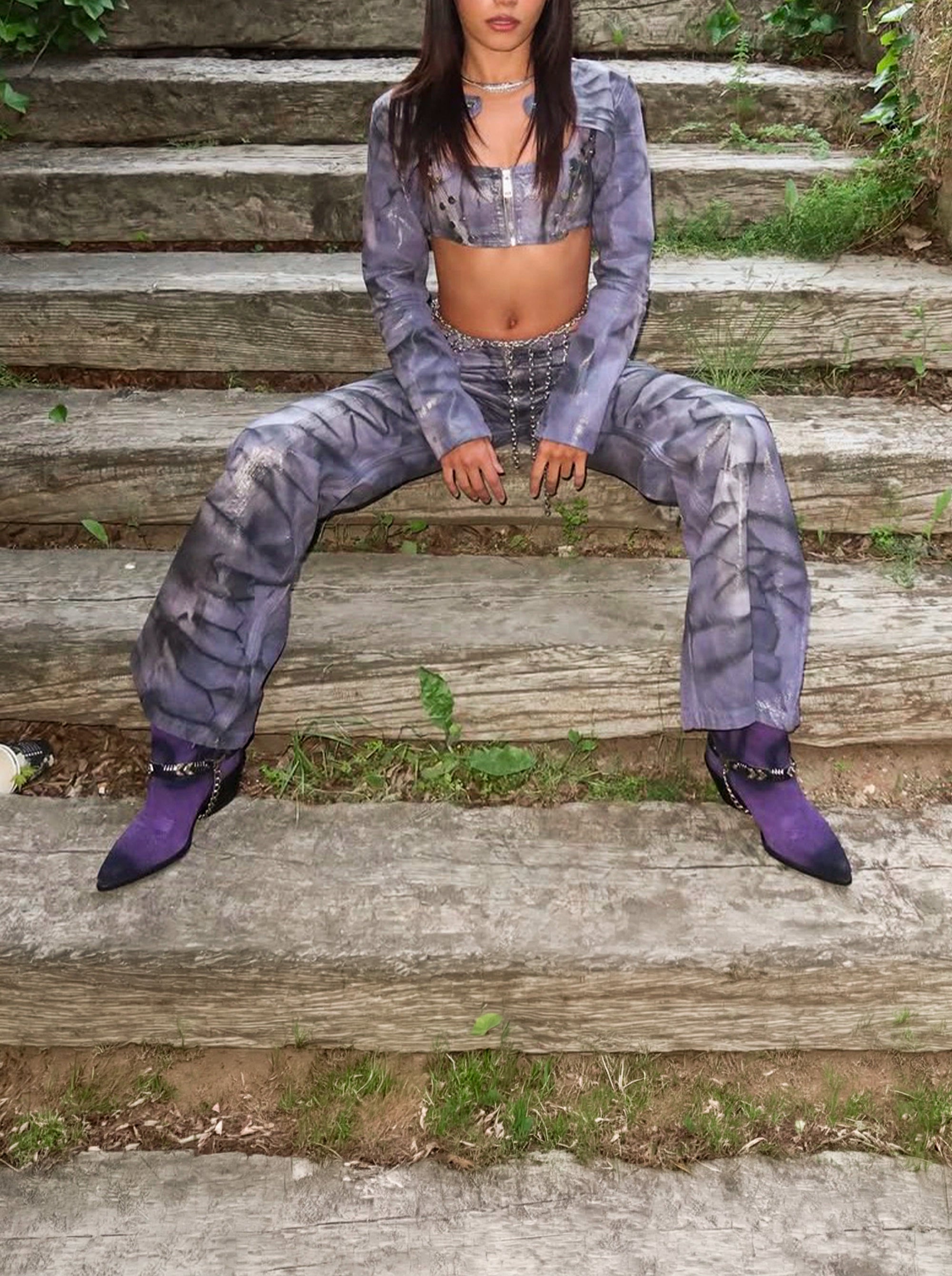 NEW SUIT PURPLE SUEDE BOOTIES
