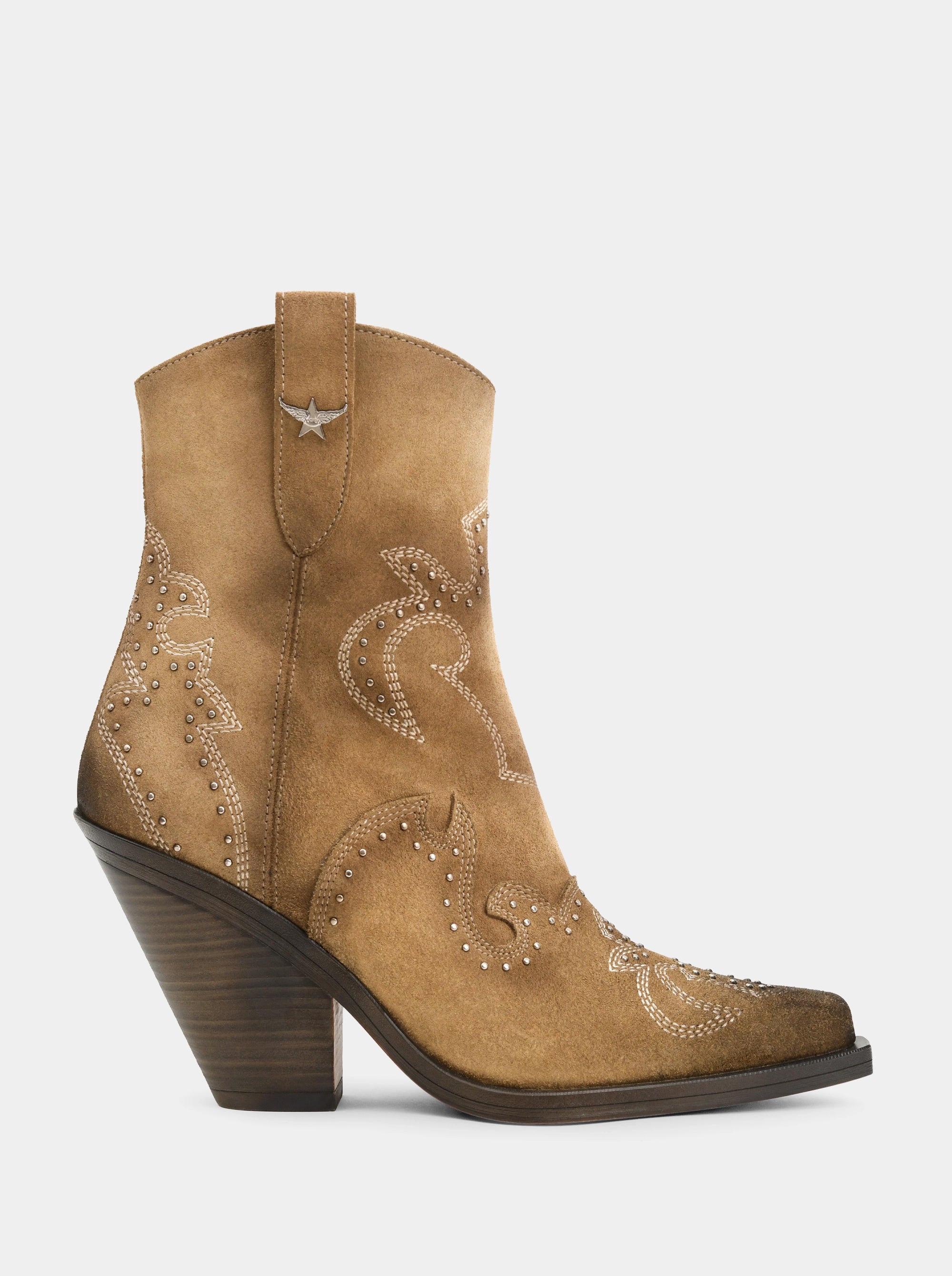 PALM MUSCADE SUEDE BOOTIES