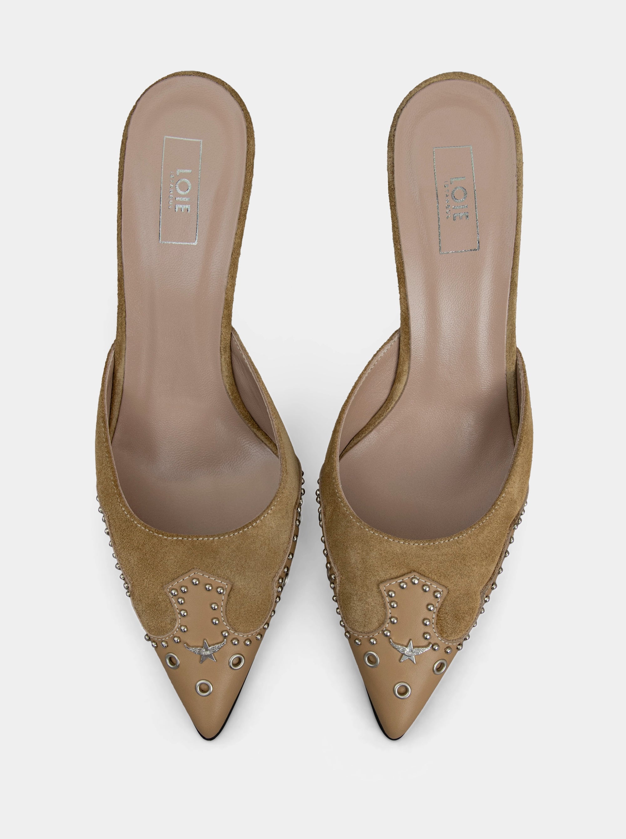 PERLA CAMEL SUEDE SLIPPERS